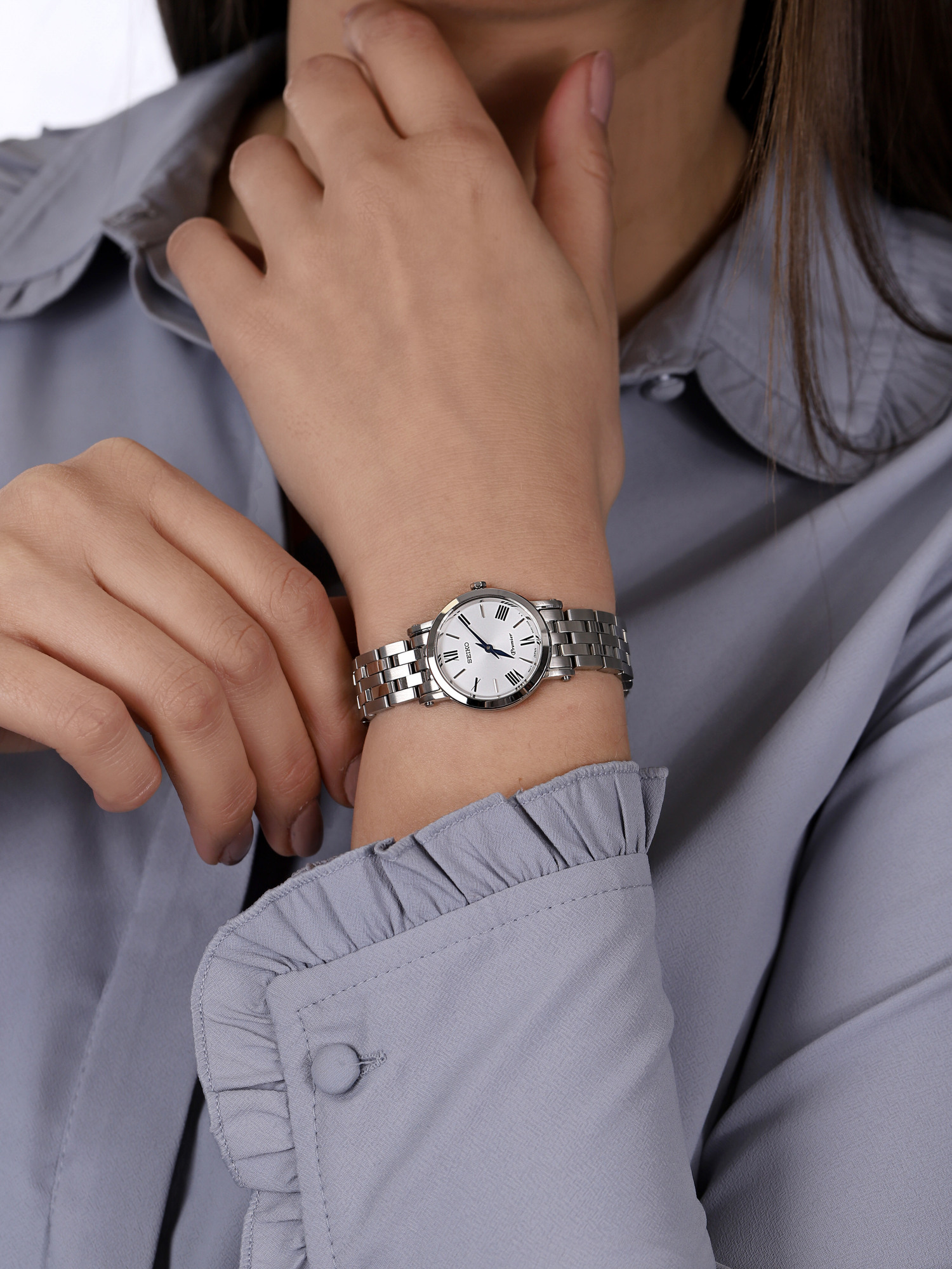Seiko SWR025P1 zegarek srebrny klasyczny Premier bransoleta - miniatura 3