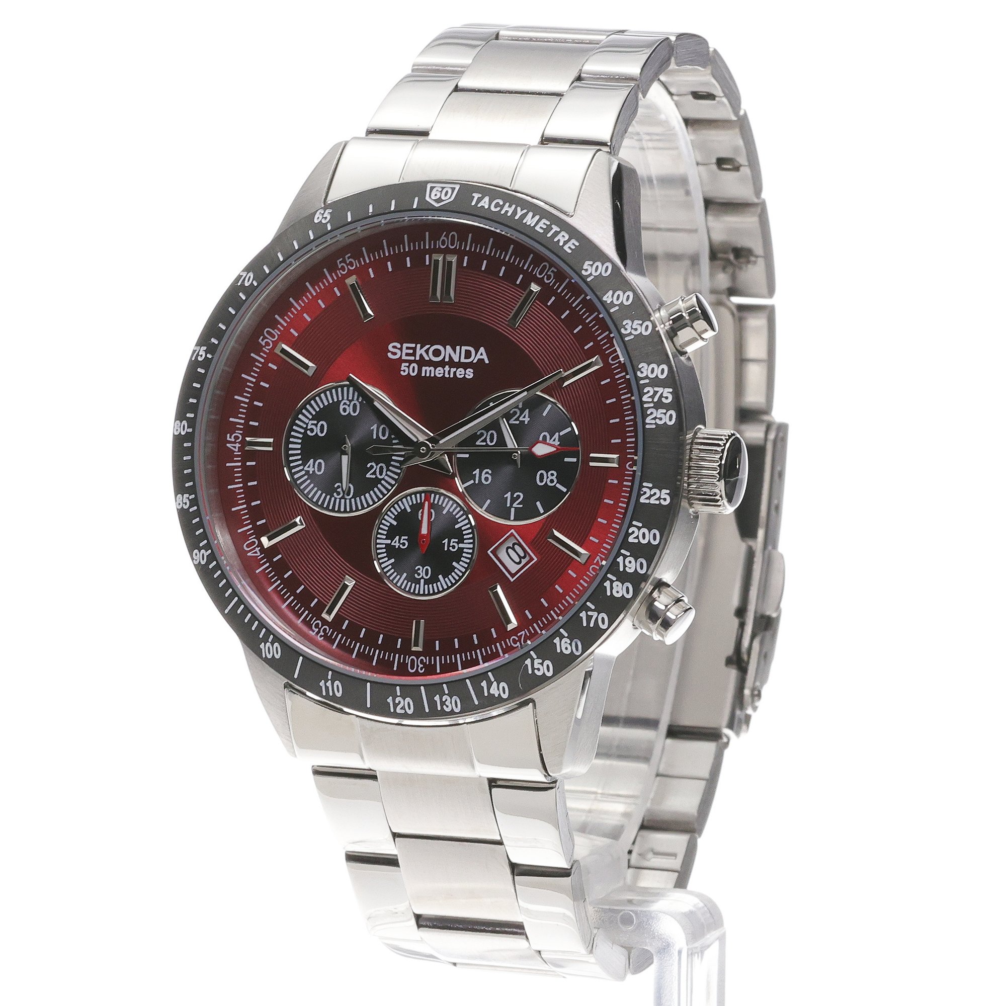 Sekonda 1914 Chronograph Chronograph sportowy zegarek srebrny - miniatura 2