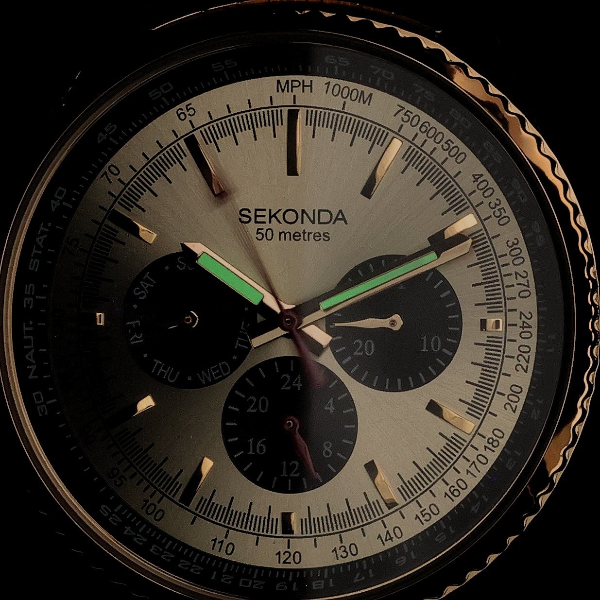 Sekonda 30040 Pilot elegancki zegarek złoty - miniatura 5