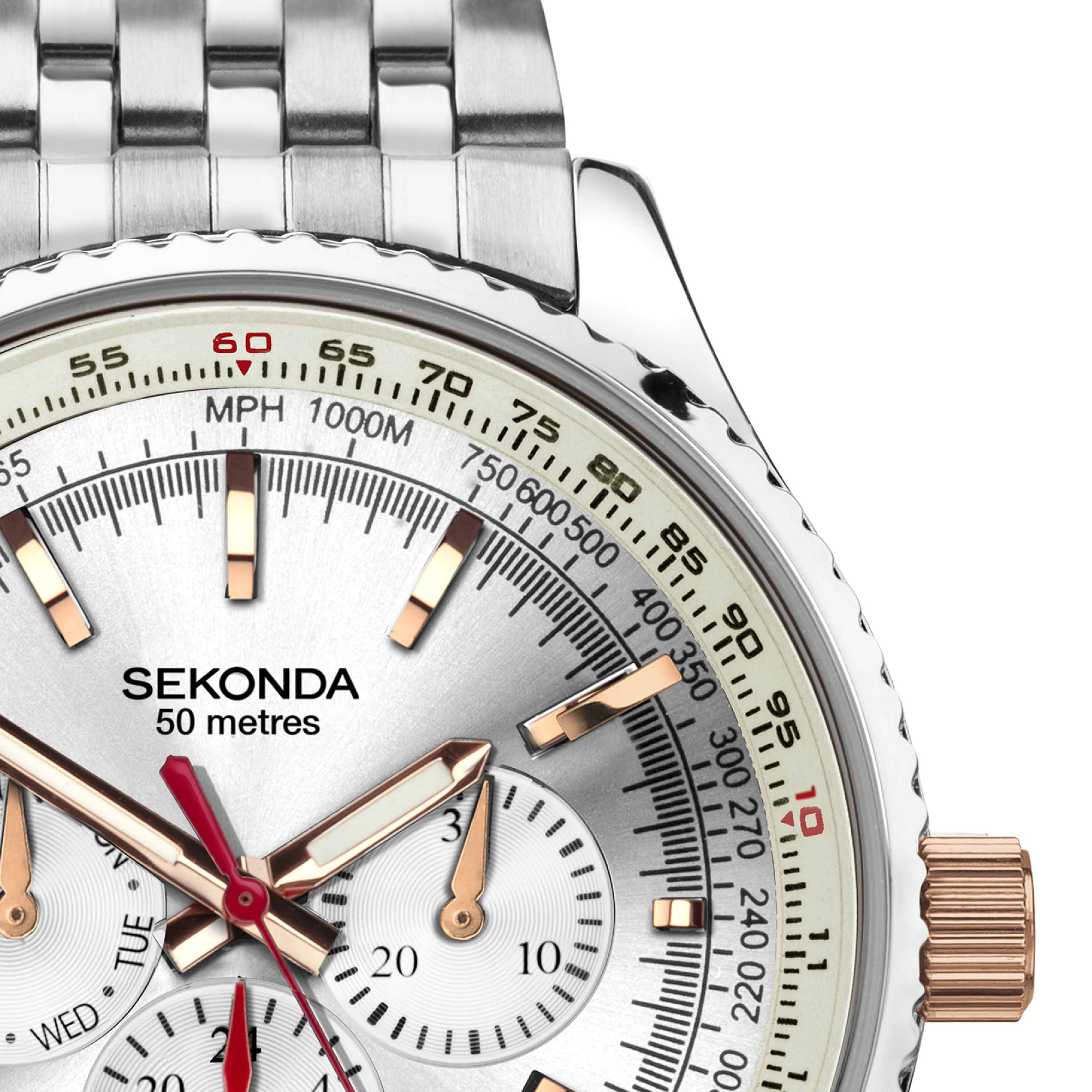 Sekonda 30043 zegarek srebrny elegancki Pilot bransoleta - miniatura 2