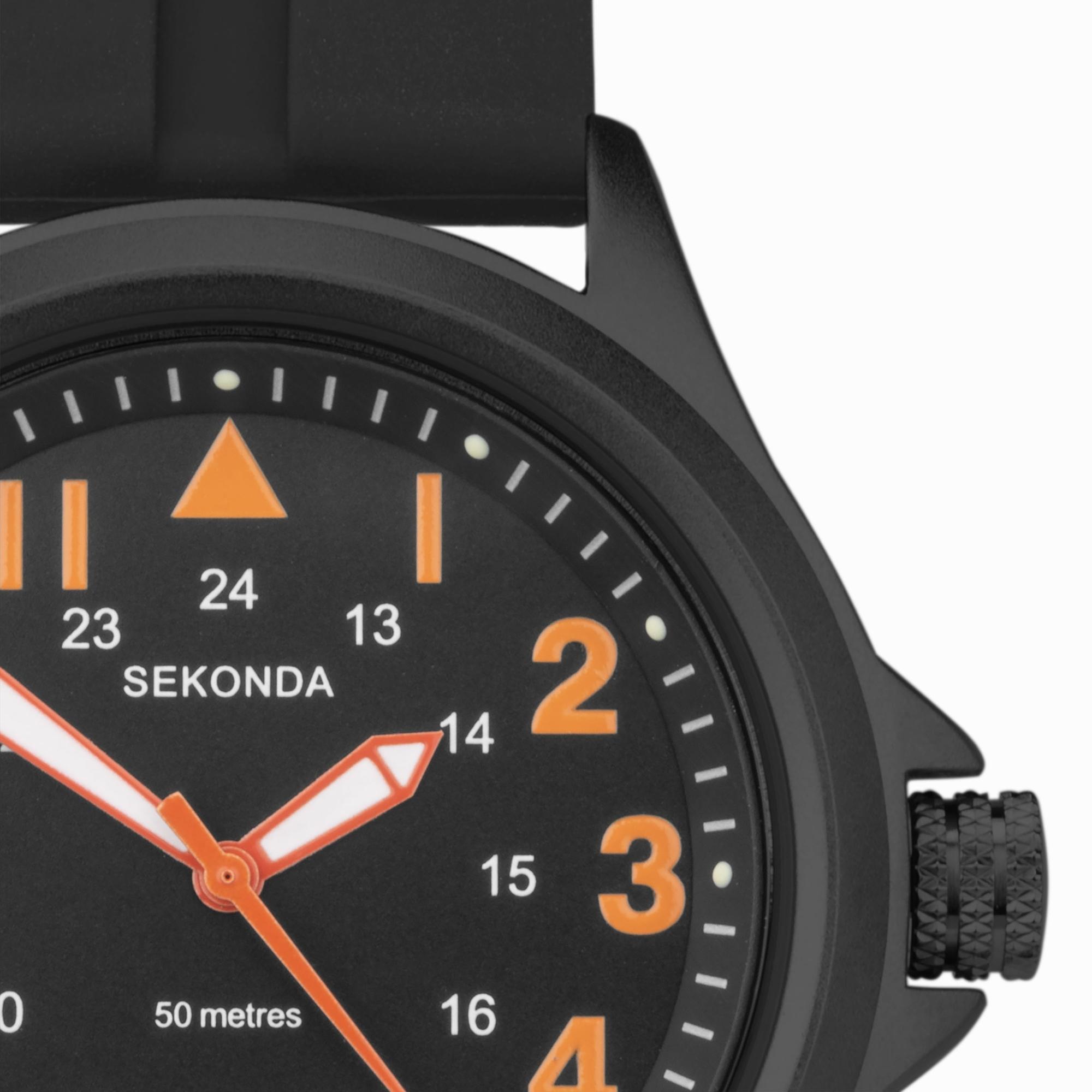 Sekonda 30135 zegarek czarny klasyczny Pilot pasek - miniatura 5