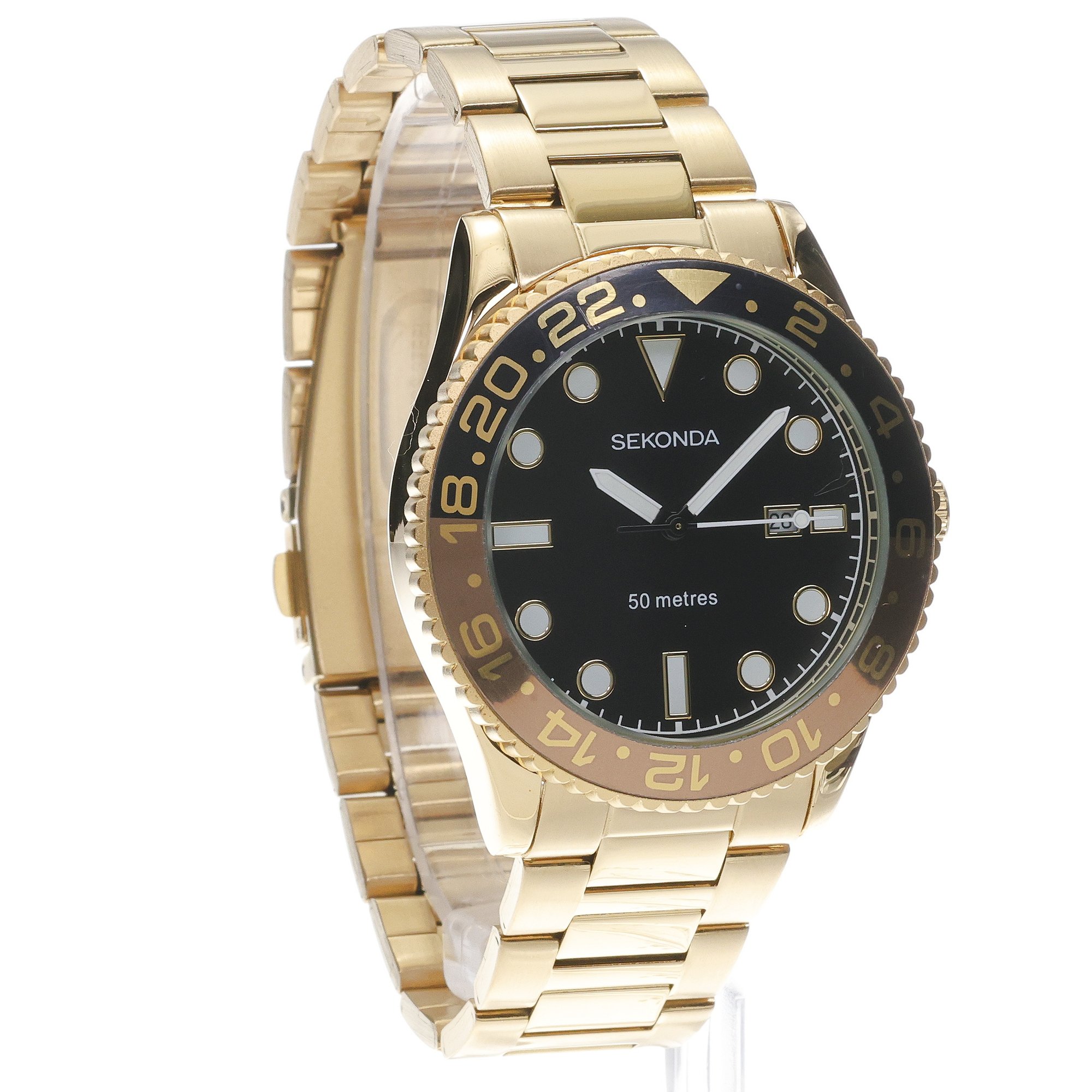 Sekonda 30198 zegarek złoty klasyczny Dive bransoleta - miniatura 3