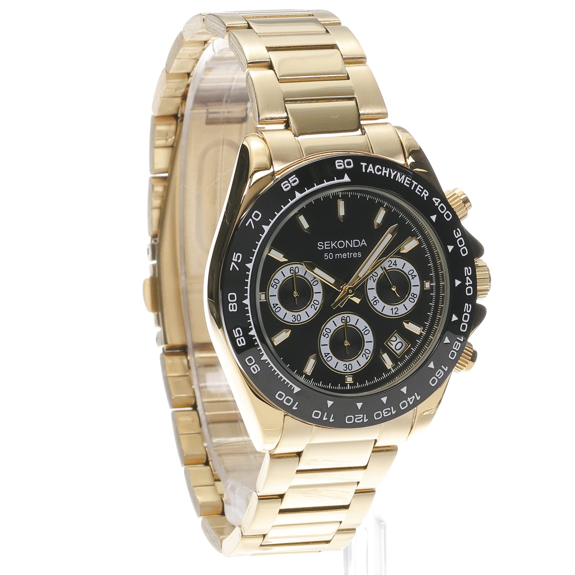 Sekonda 30203 Chronograph sportowy zegarek złoty - miniatura 3