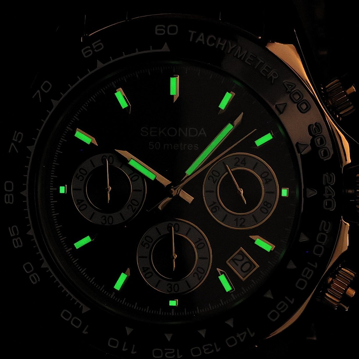 Sekonda 30203 zegarek męski Chronograph złoty - miniatura 5