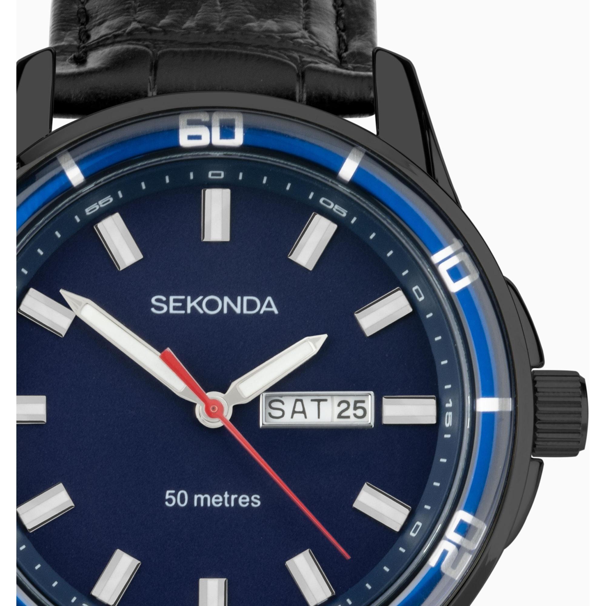 Sekonda 30205 zegarek czarny klasyczny Classic pasek - miniatura 5
