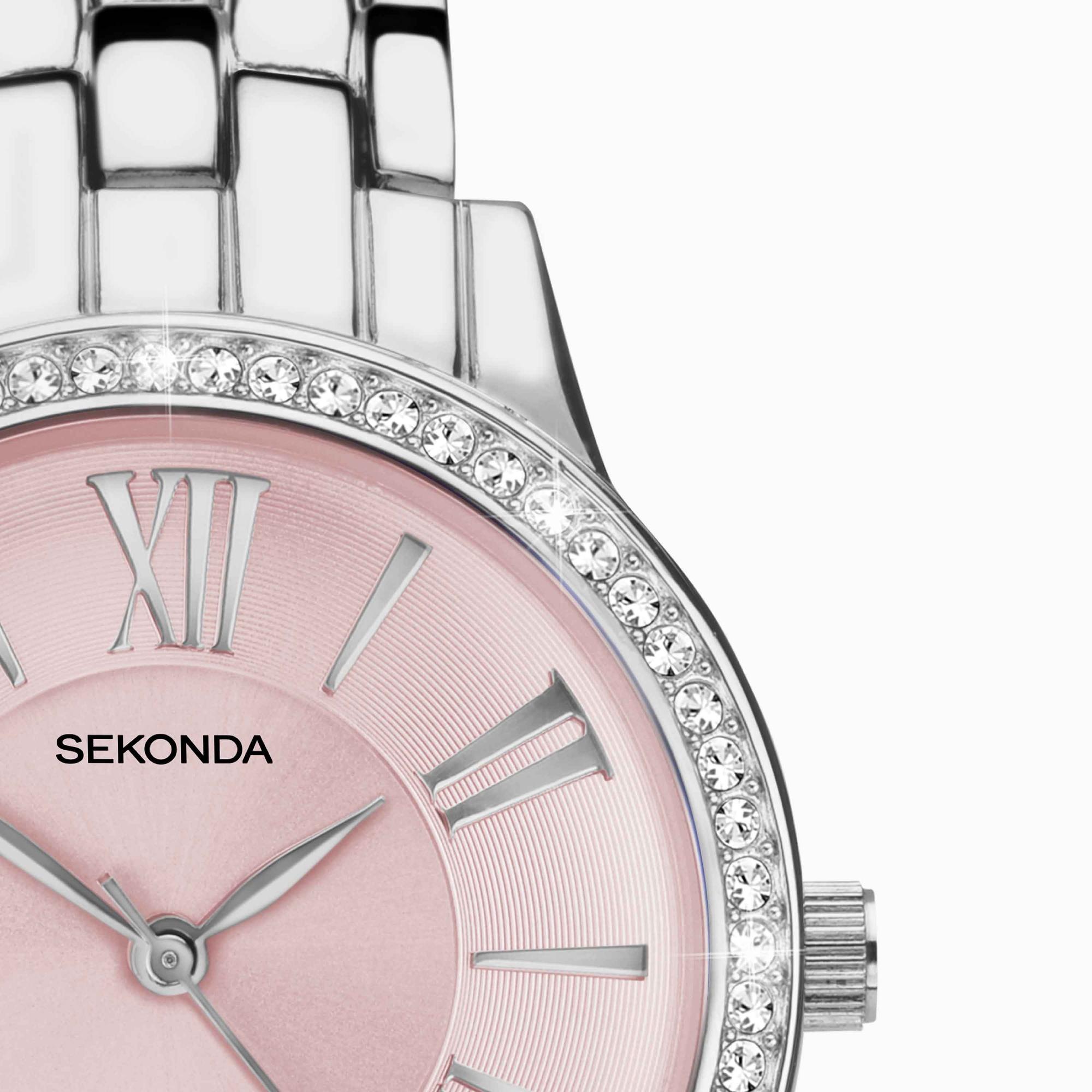 Sekonda 40477 zegarek srebrny klasyczny Dress bransoleta