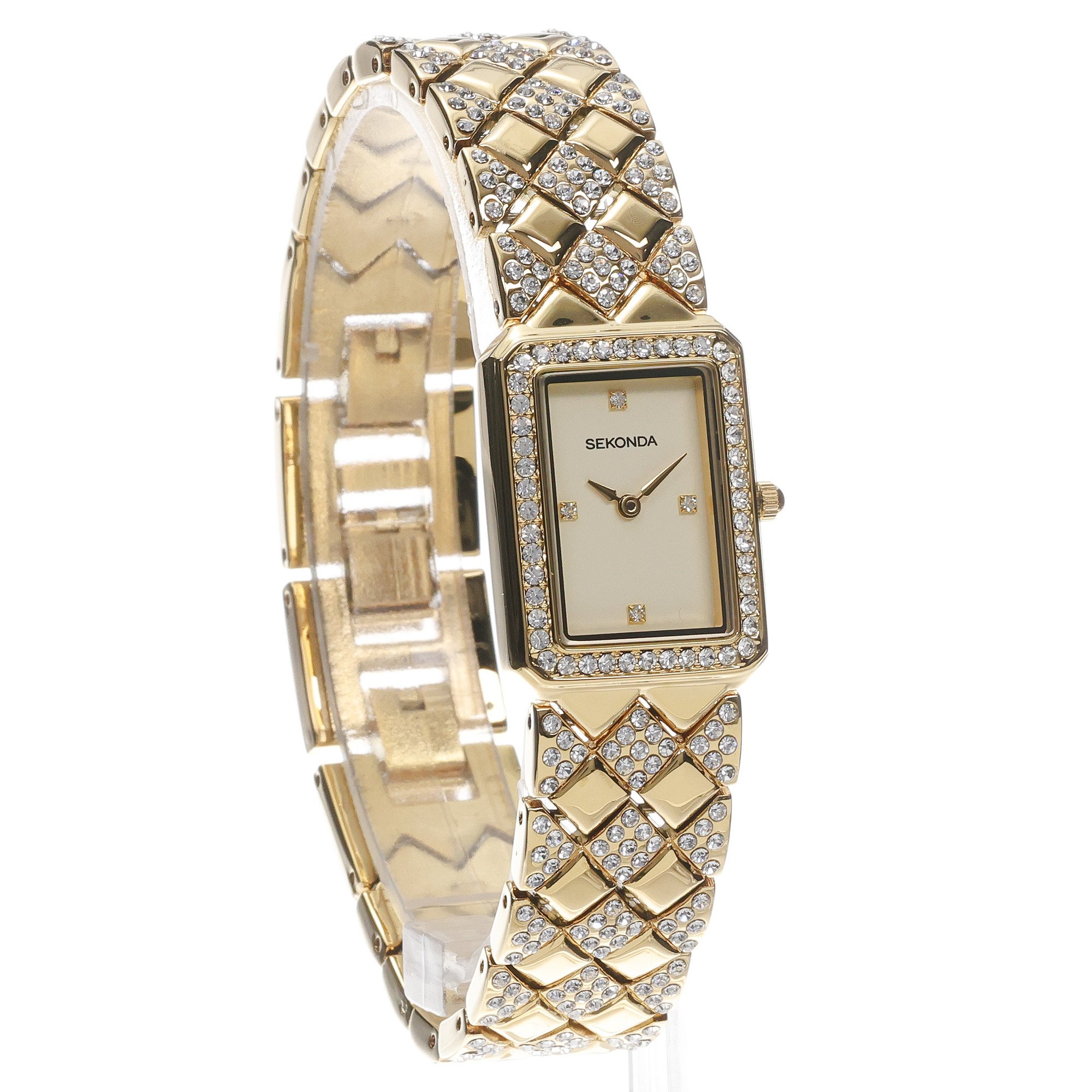 Sekonda 40513 zegarek złoty elegancki Dress bransoleta - miniatura 3