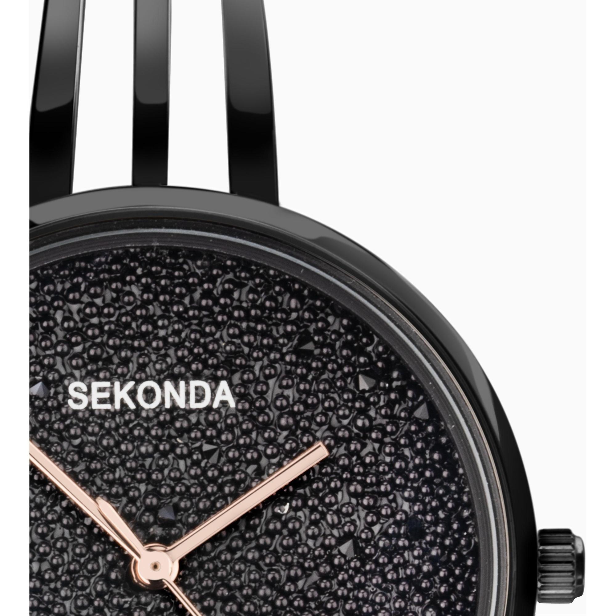 Sekonda 40593 zegarek czarny fashion-modowy Dress bransoleta