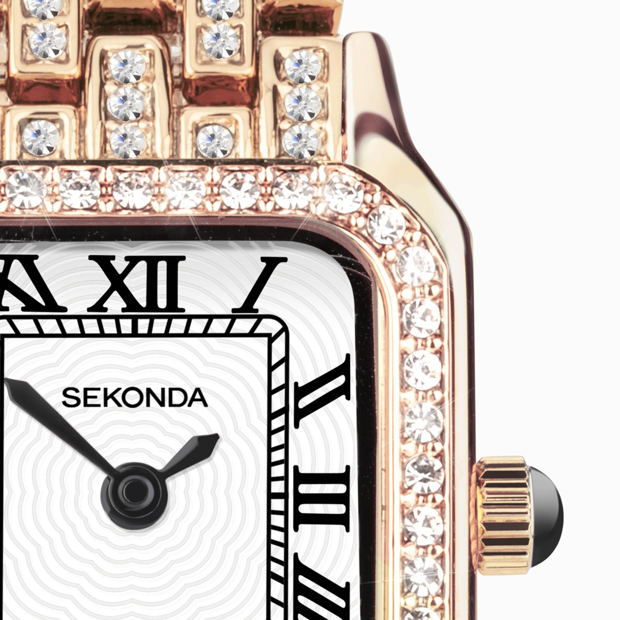Sekonda 40662 zegarek różowe złoto klasyczny Classic bransoleta