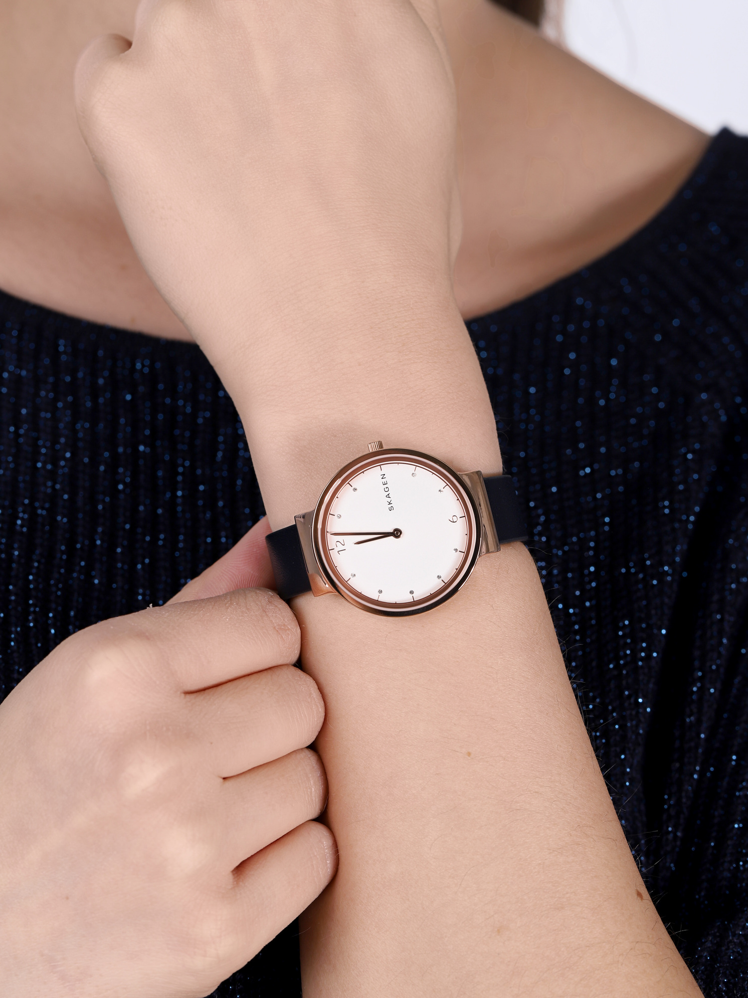Skagen SKW2608 zegarek różowe złoto klasyczny Ancher pasek - miniatura 3