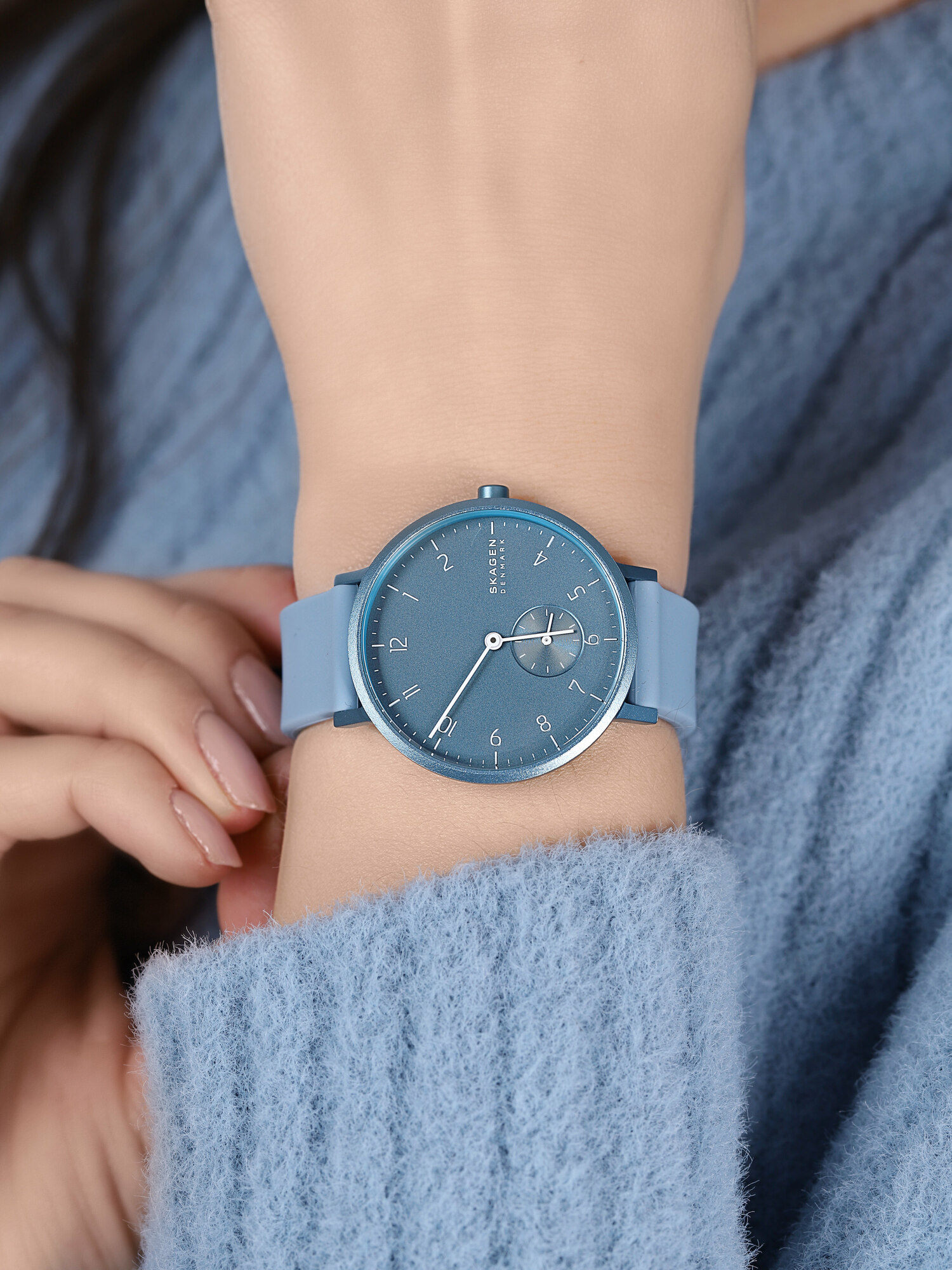 Skagen SKW2764 Aaren Aaren Kulor Light Blue Silicone zegarek damski klasyczny mineralne - miniatura 3