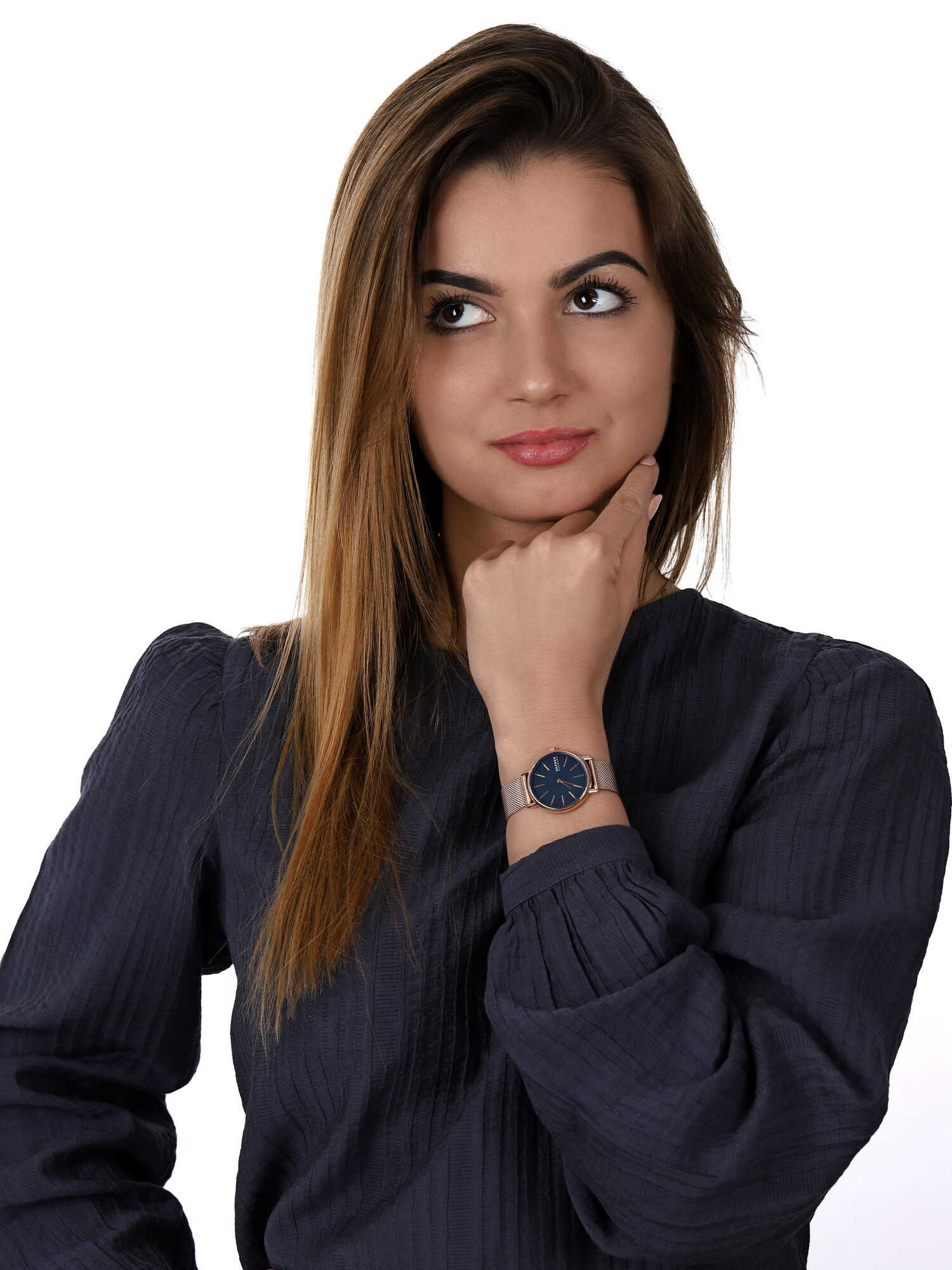Skagen SKW2837 zegarek różowe złoto klasyczny Signatur bransoleta - miniatura 2