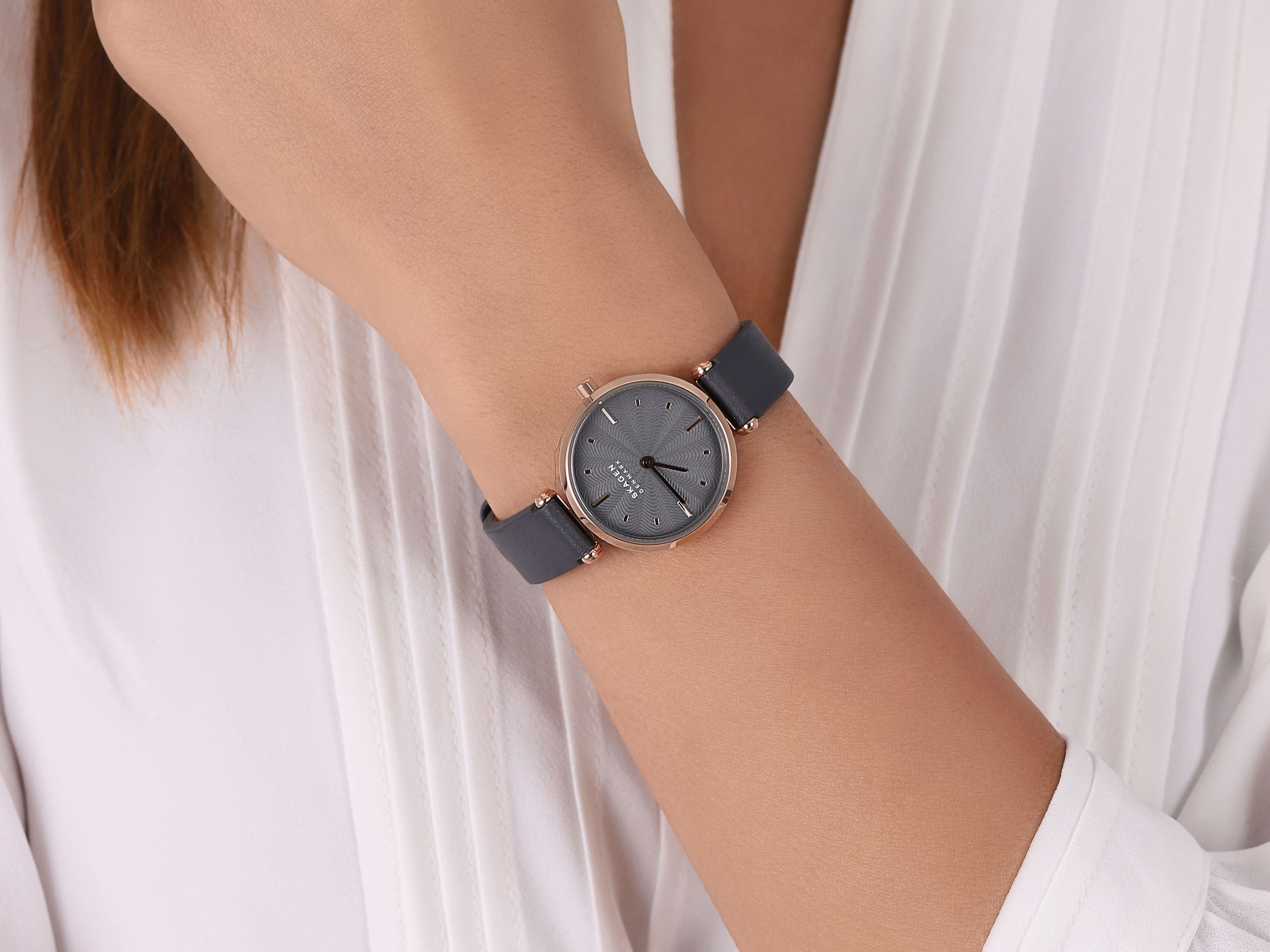 Skagen SKW2995 zegarek różowe złoto klasyczny Amberline pasek - miniatura 4