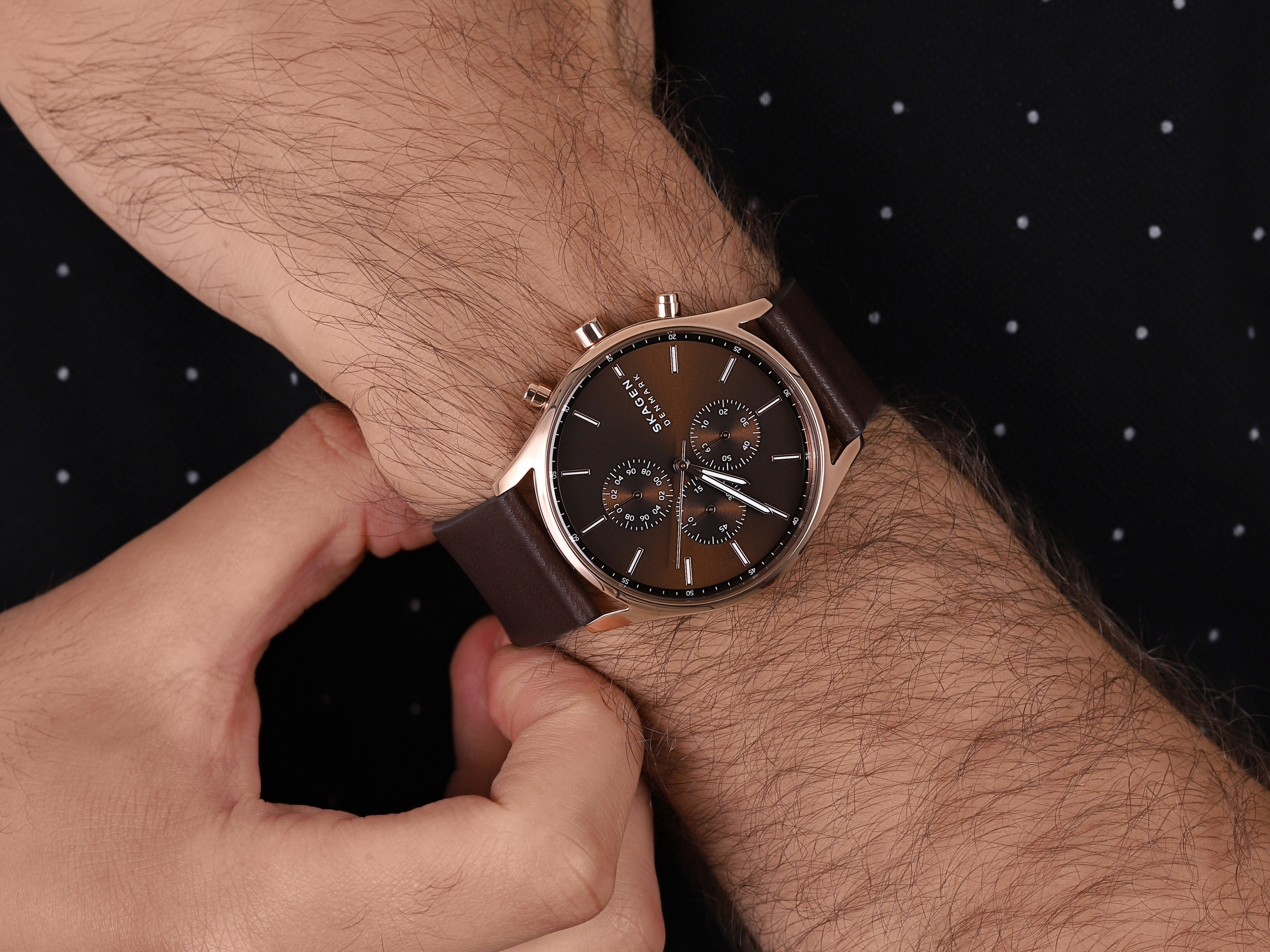 Skagen SKW6678 zegarek różowe złoto klasyczny Holst pasek - miniatura 6