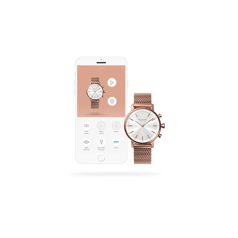Kronaby S1400-1 smartwatch różowe złoto klasyczny Carat bransoleta - miniatura 5
