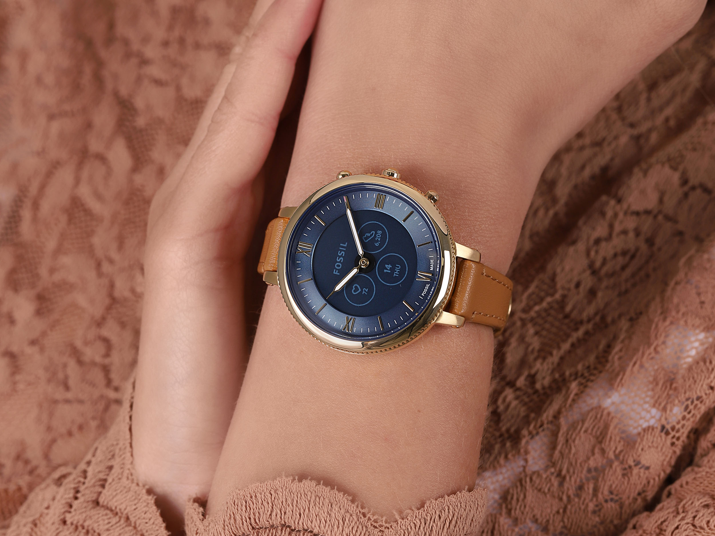 smartwatch Fossil FTW7034 HYBRID SMARTWATCH MONROE HR damski z krokomierz Hybrid Smartwatch - miniatura 4