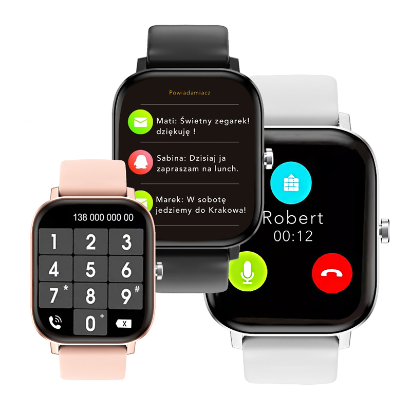 SMARUB072 zegarek czarny sportowy Smartwatch pasek - miniatura 7