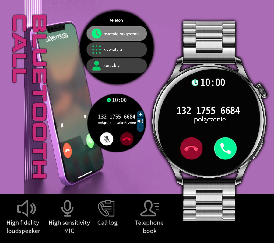 SMARUB129 Smartwatch sportowy zegarek czarny - miniatura 8
