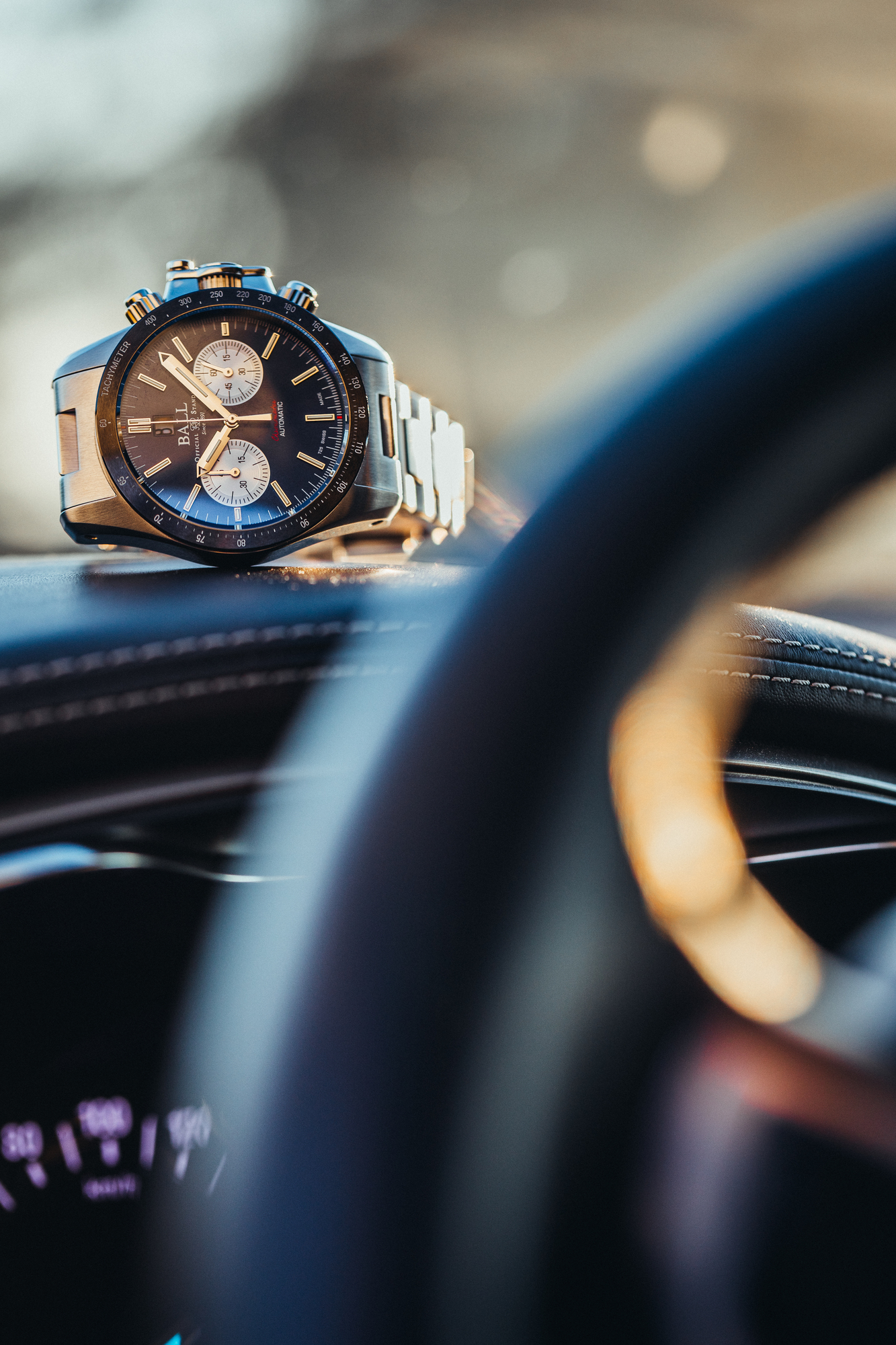 Ball CM2198C-S2CJ-SL Racer Chronograph Engineer Hydrocarbon sportowy zegarek srebrny - miniatura 9