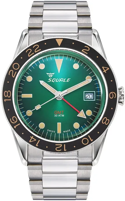 Squale SUB-39GMGRBR22 Sub-39 GMT Vintage Green Bracelet - zdjęcie 1