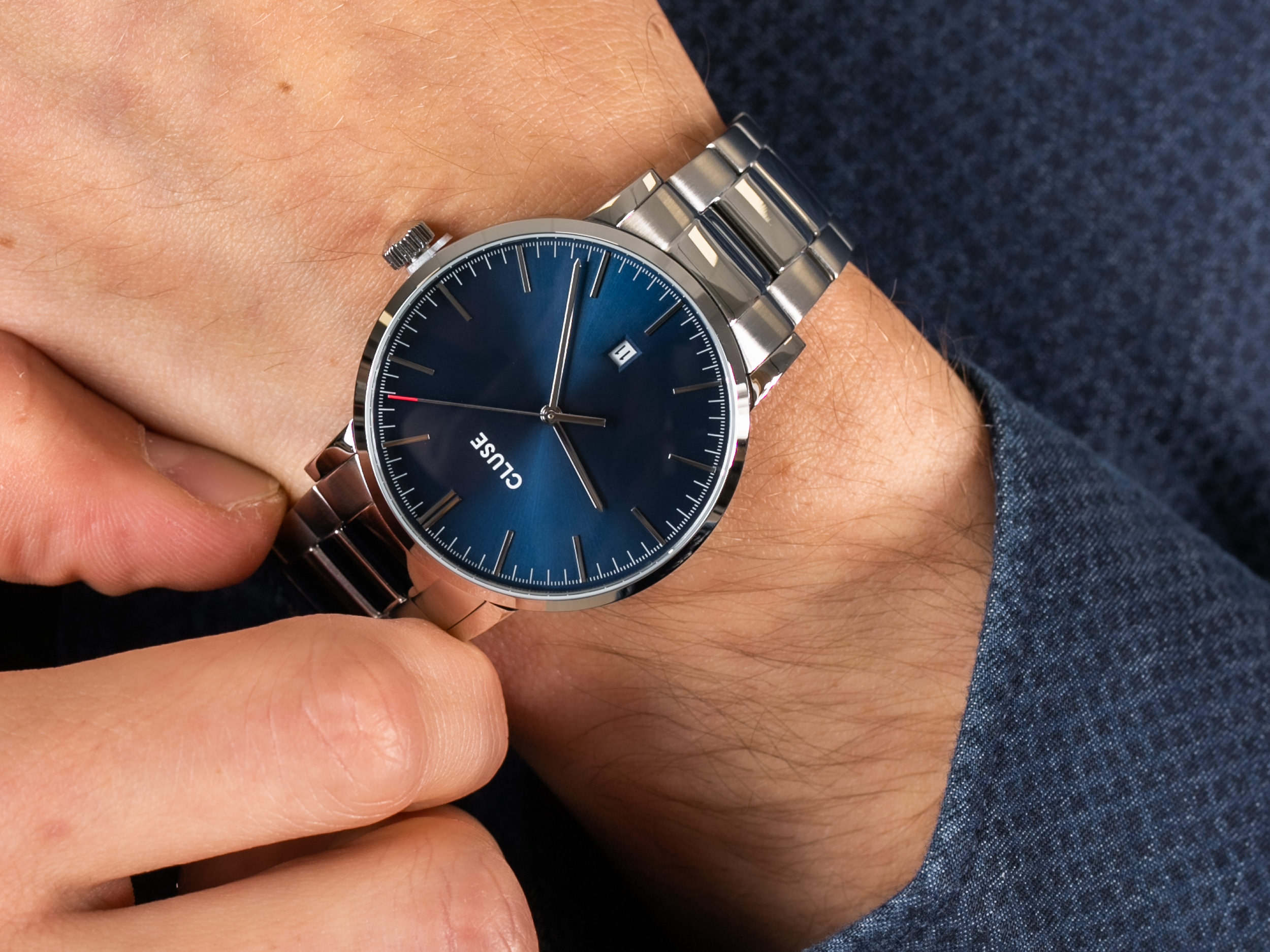 Cluse CW0101501011 Aravis steel silver dark blue zegarek klasyczny Aravis - miniatura 4
