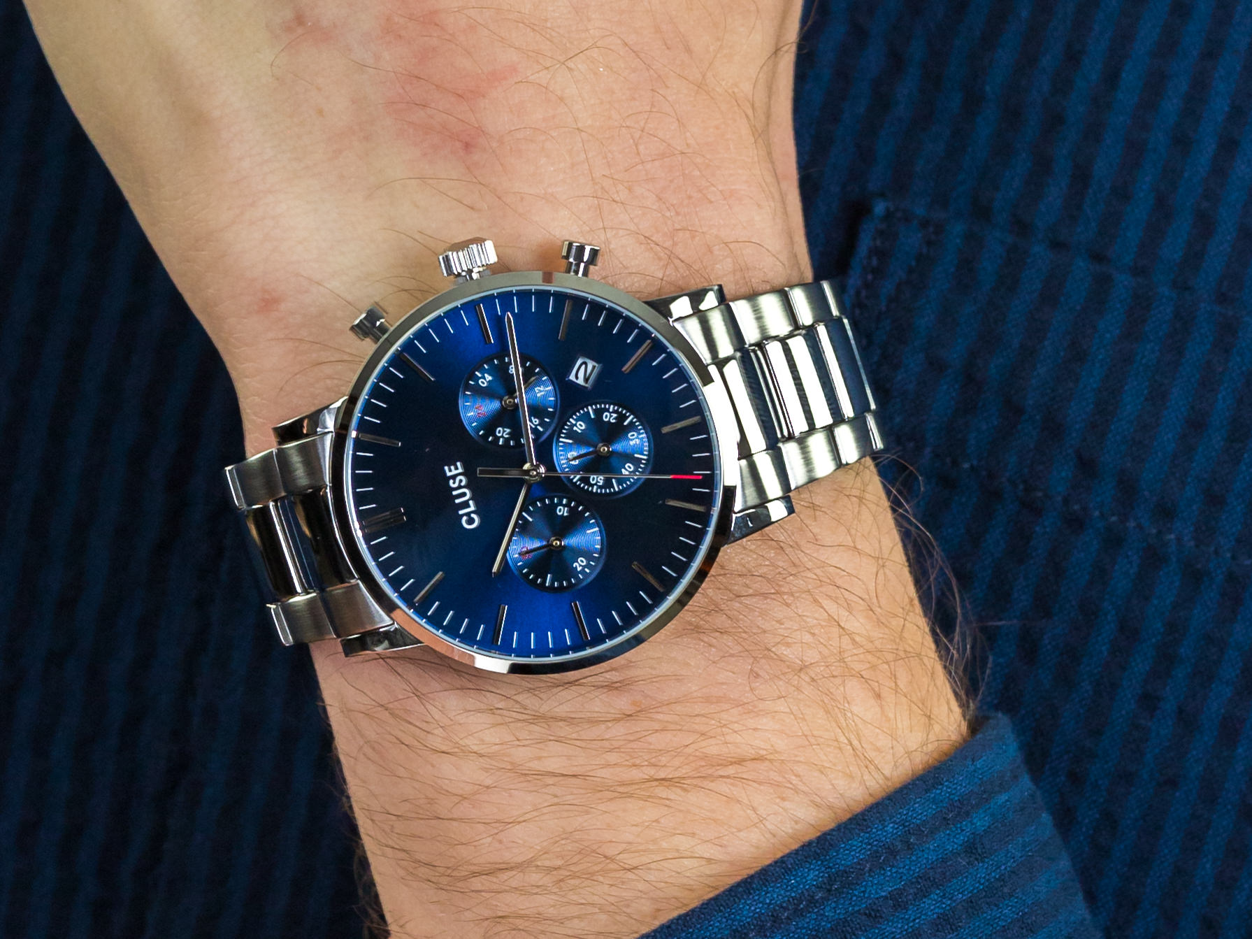 Cluse CW0101502011 Aravis Chrono Steel Silver Dark Blue zegarek sportowy Aravis - miniatura 4