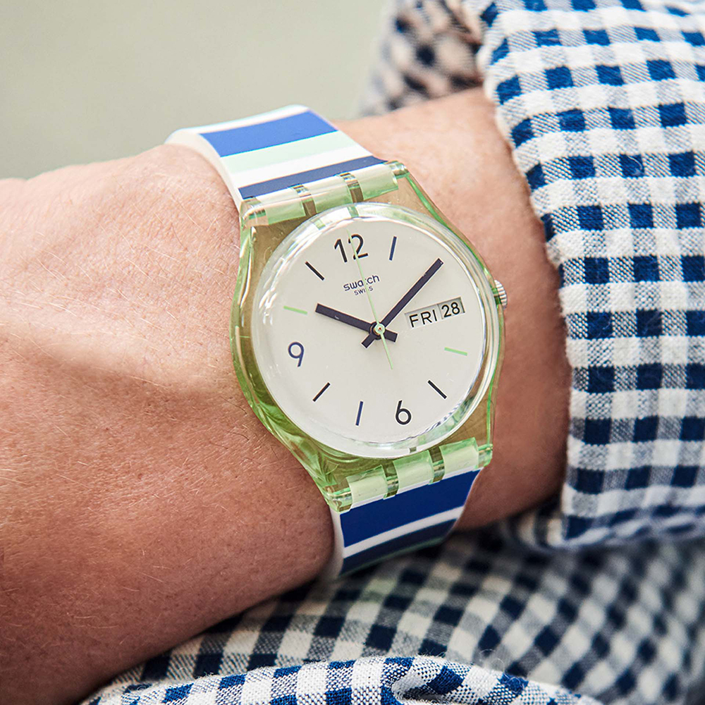 Swatch GG711 zegarek zielony klasyczny Originals Gent pasek - miniatura 5