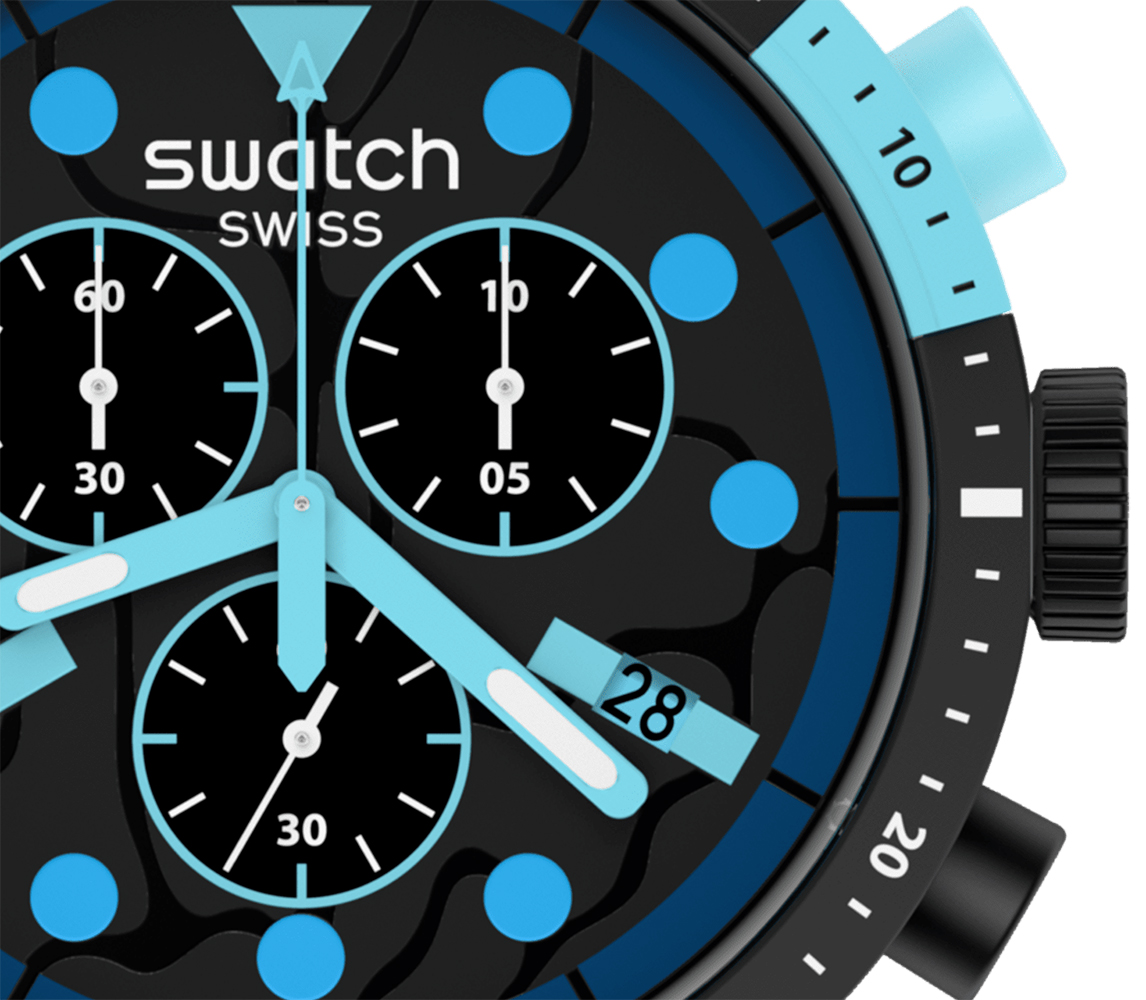 Swatch SB02B408 zegarek czarny sportowy Big Bold pasek - miniatura 4