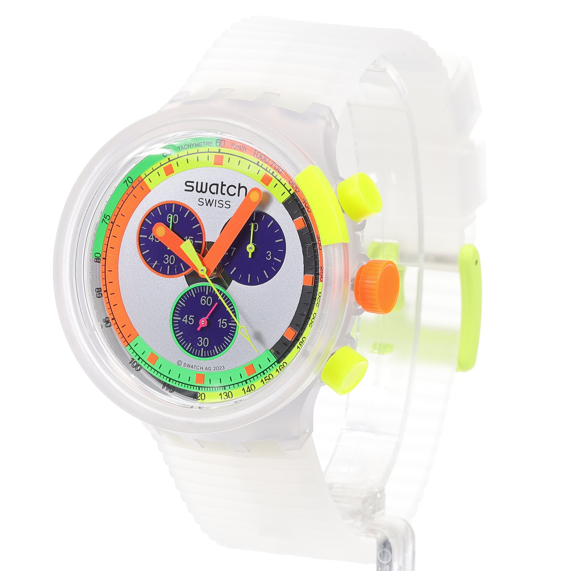 Swatch SB02K101-5300 NEON JELLY PAY Big Bold sportowy zegarek bezbarwny - miniatura 2