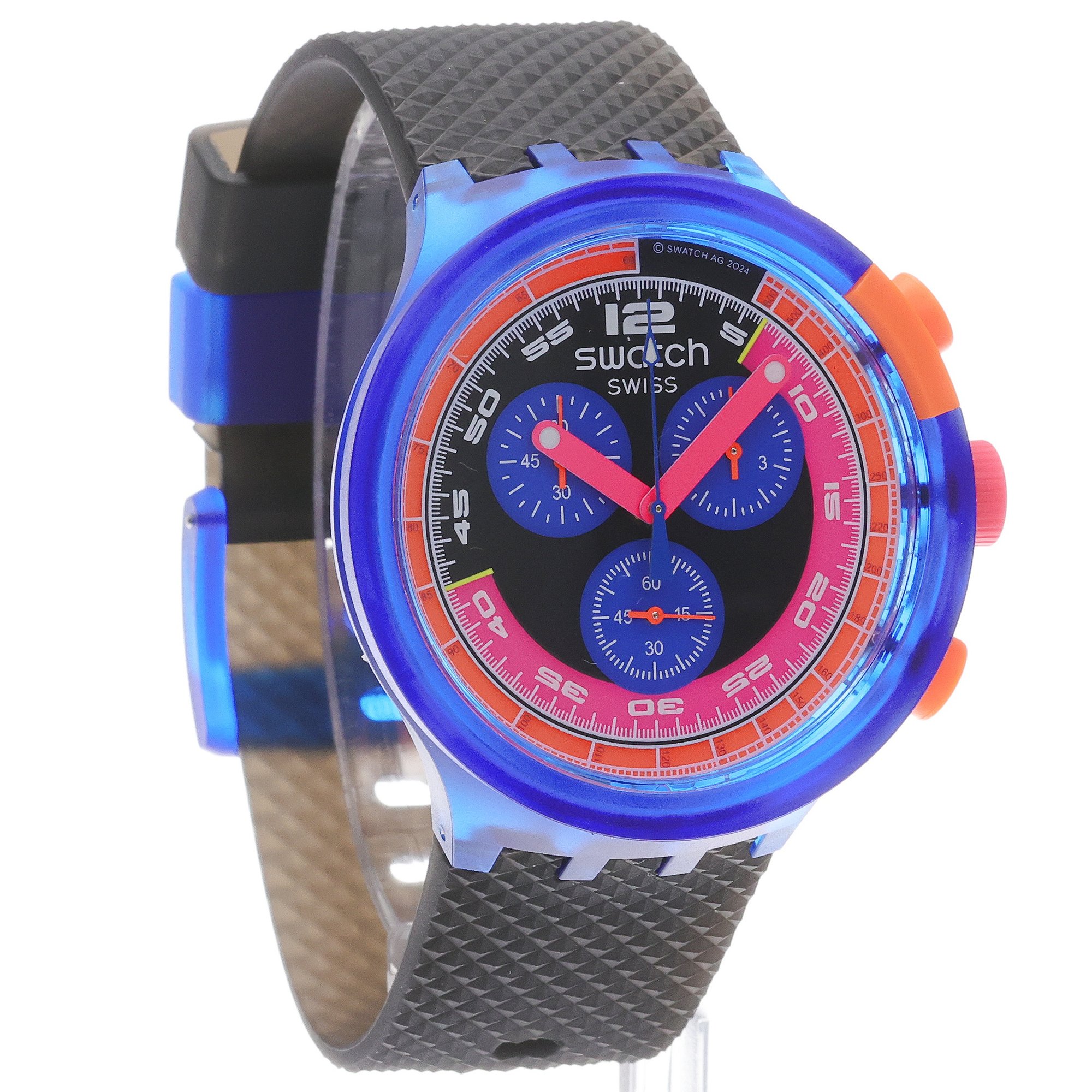 Swatch SB06N101-5300 Neon Party To The Max Pay 47mm Big Bold fashion-modowy zegarek niebieski