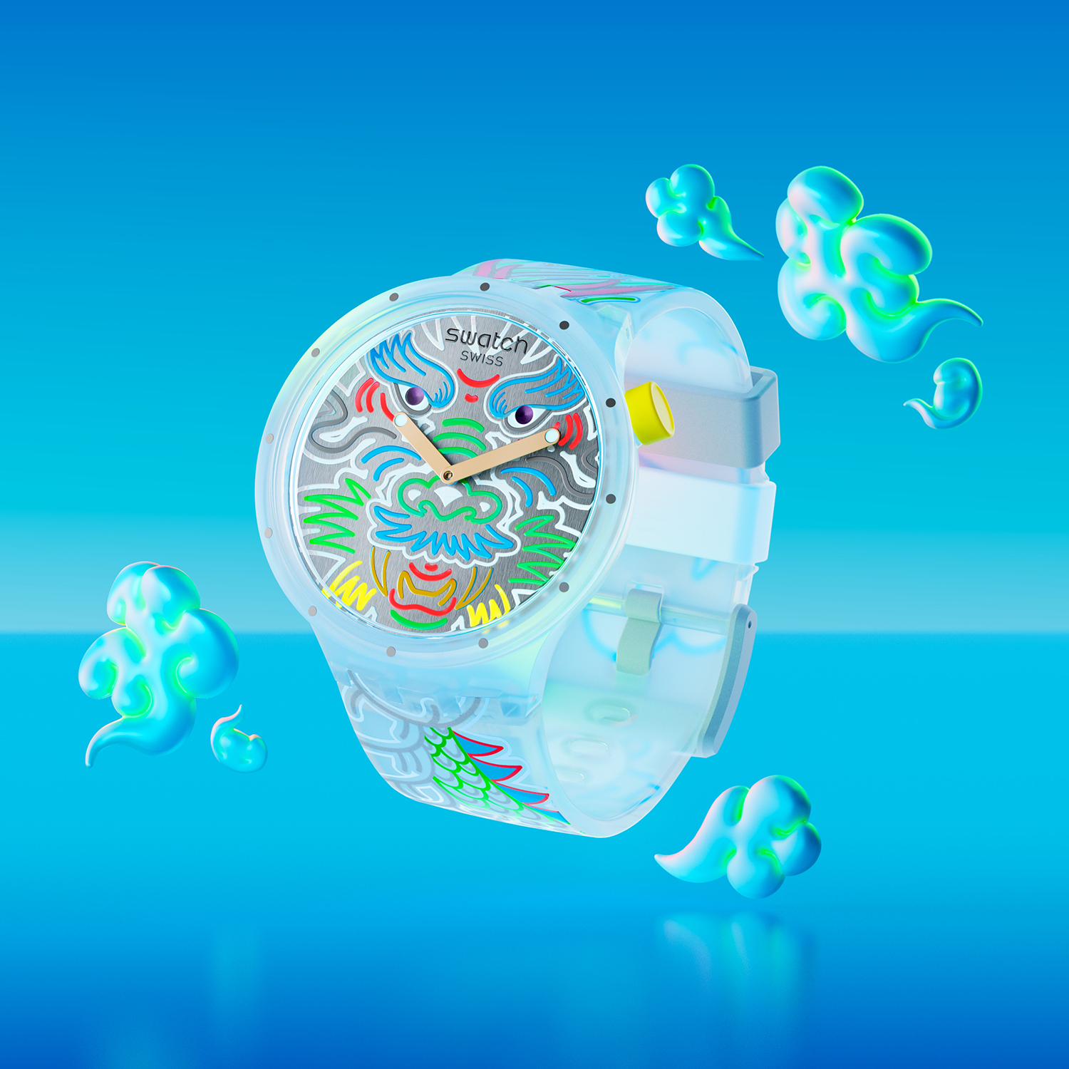 Swatch SBO5Z102 Big Bold DRAGON IN CLOUD zegarek męski fashion-modowy akrylowe - miniatura 8