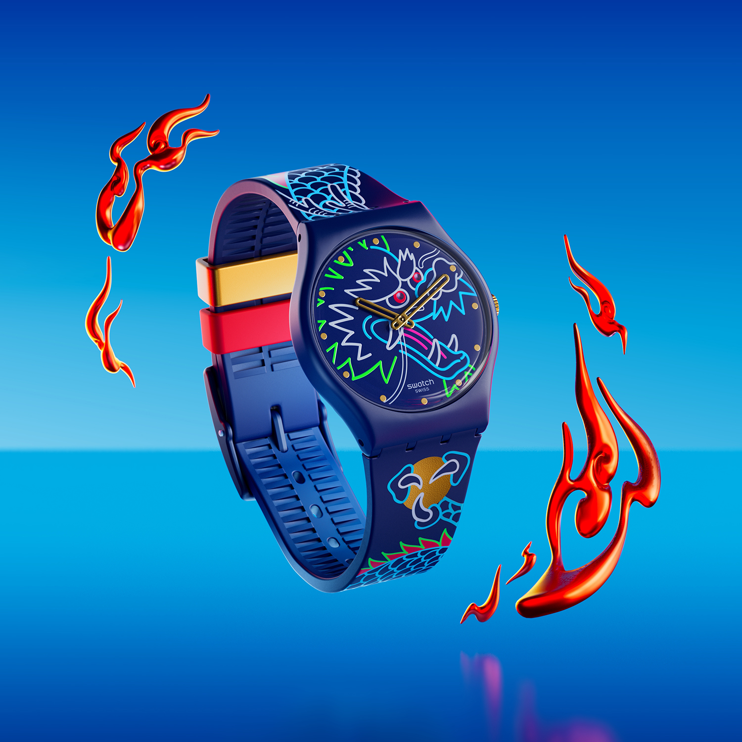 Swatch SO28Z125 Originals Gent DRAGON IN WAVES zegarek damski klasyczny akrylowe - miniatura 8