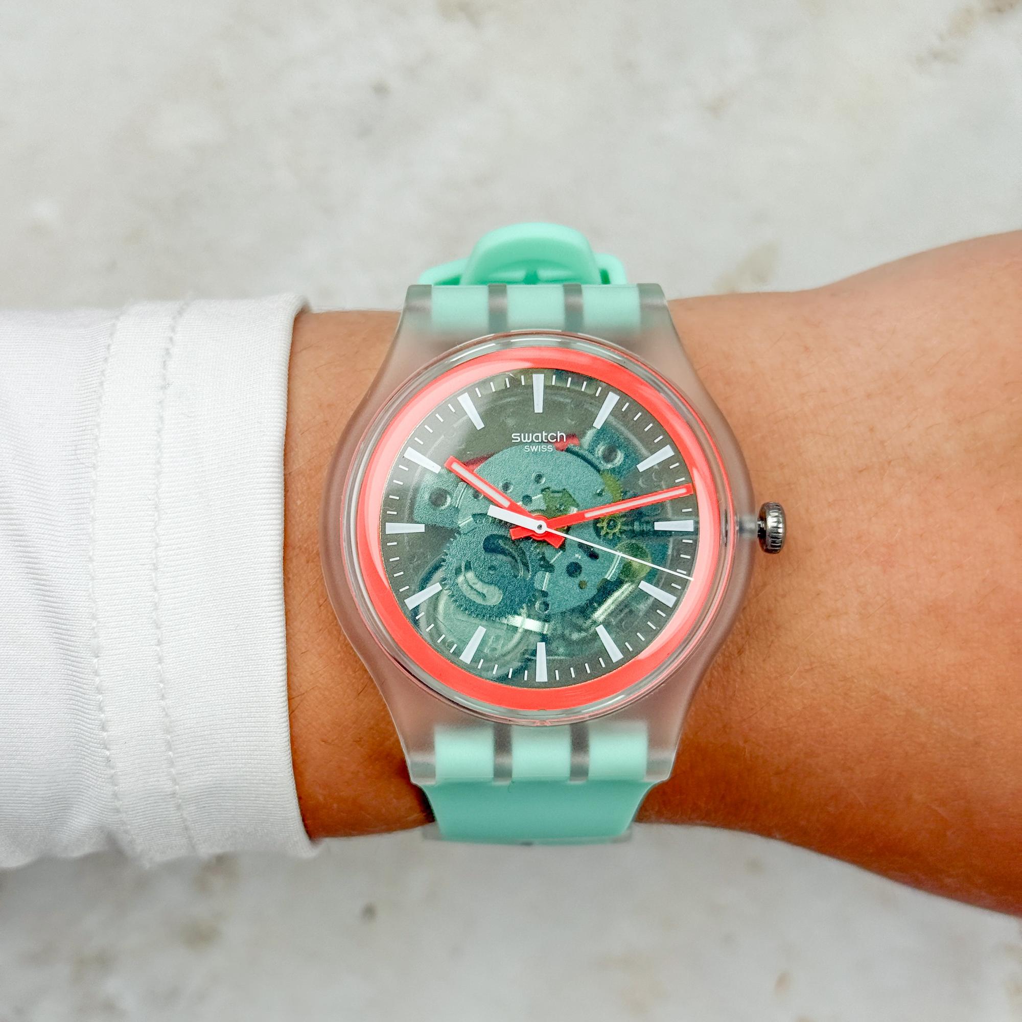 Swatch SO29K120-6000 Originals SWEETLY MINT PAY zegarek damski klasyczny akrylowe