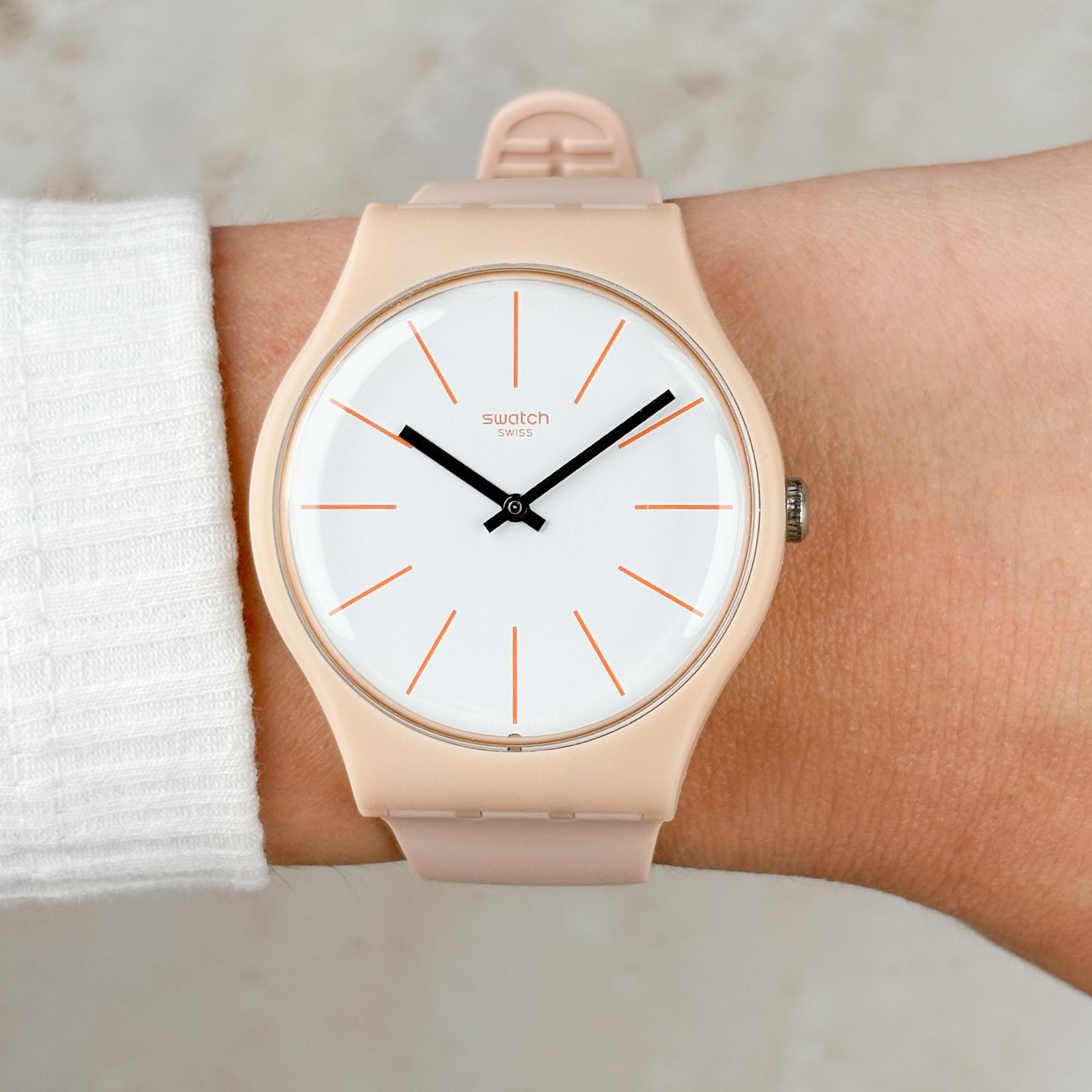 Swatch SUOT102 zegarek beżowy fashion-modowy Originals pasek - miniatura 5