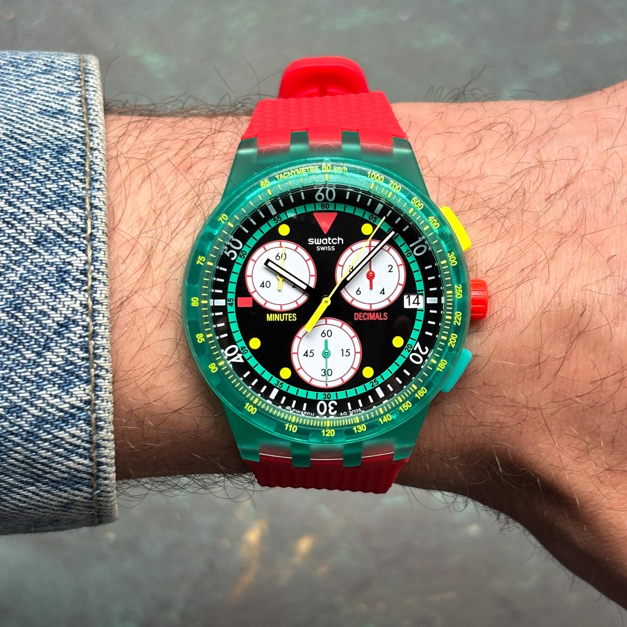 Swatch SUSG409 NEON EMERALD CHRONO sportowy zegarek zielony