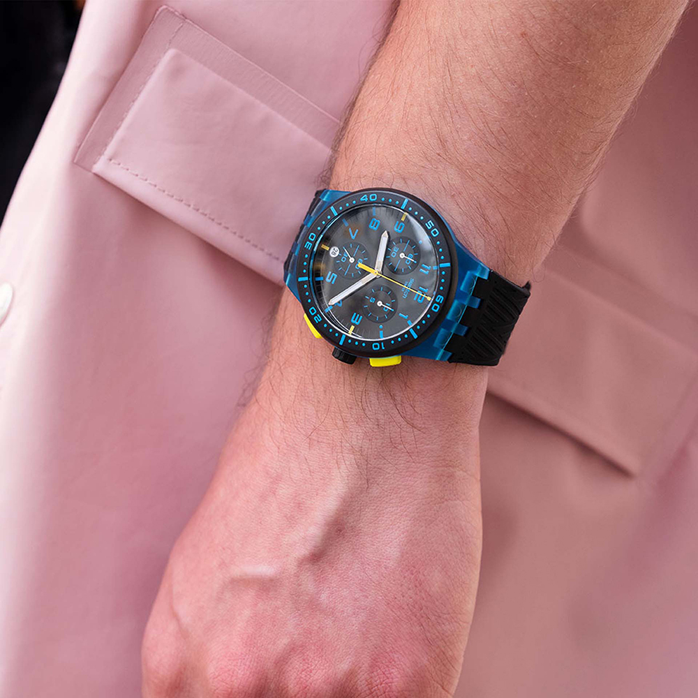 Swatch SUSS402 zegarek niebieski sportowy Originals Chrono pasek - miniatura 5