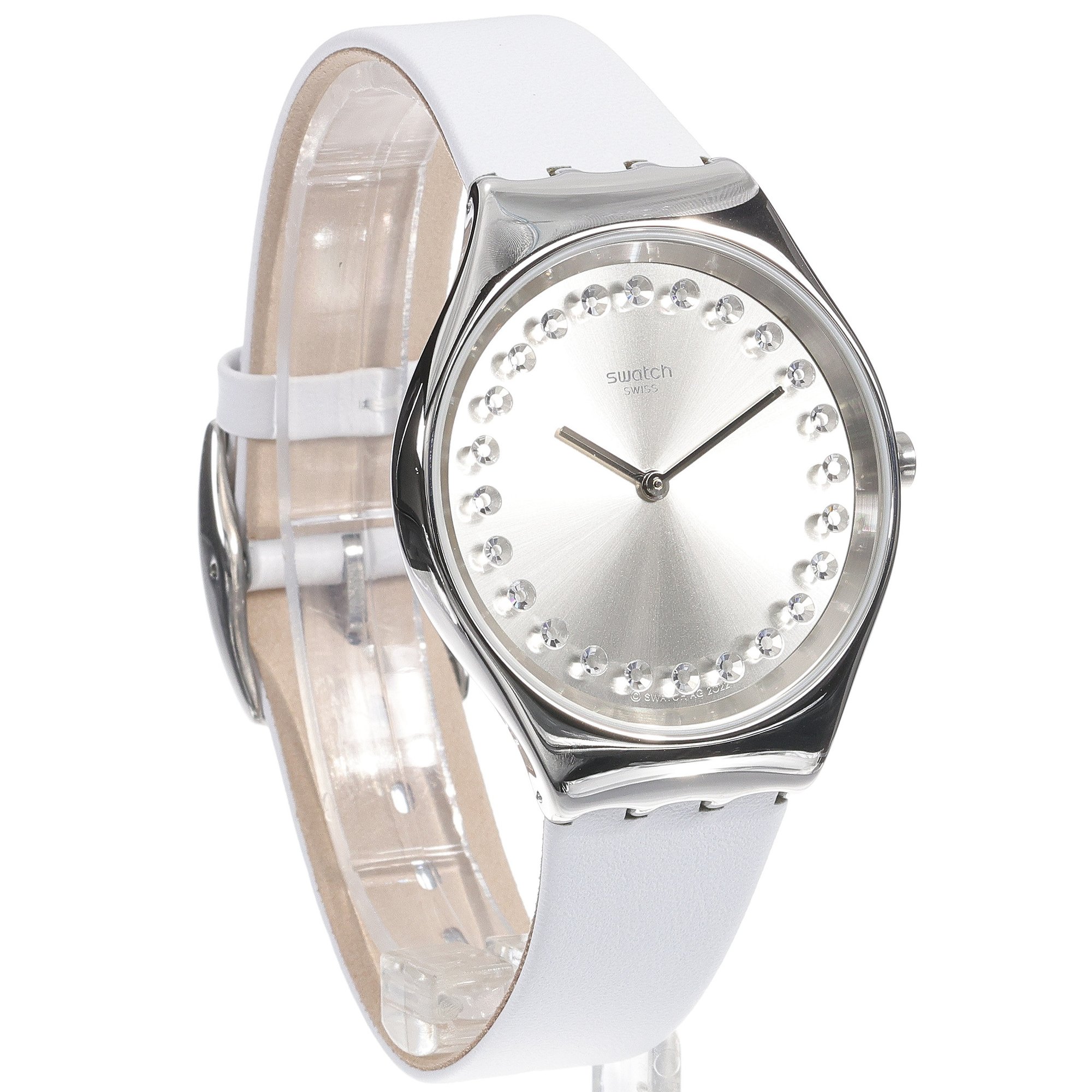 Swatch SYXS143 zegarek srebrny klasyczny Skin pasek