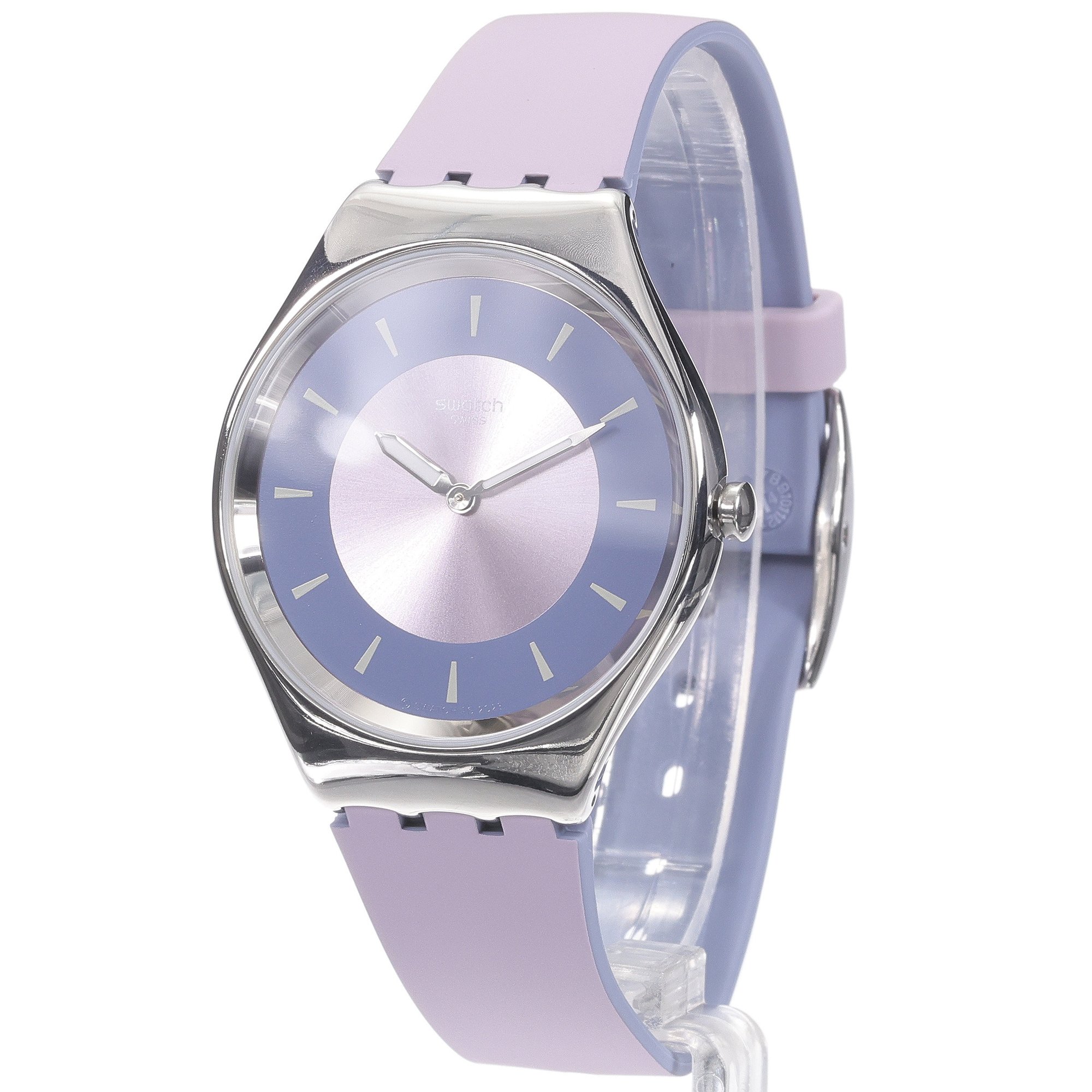 Swatch SYXS157 Lyrically Lavender 38mm Skin fashion-modowy zegarek szary