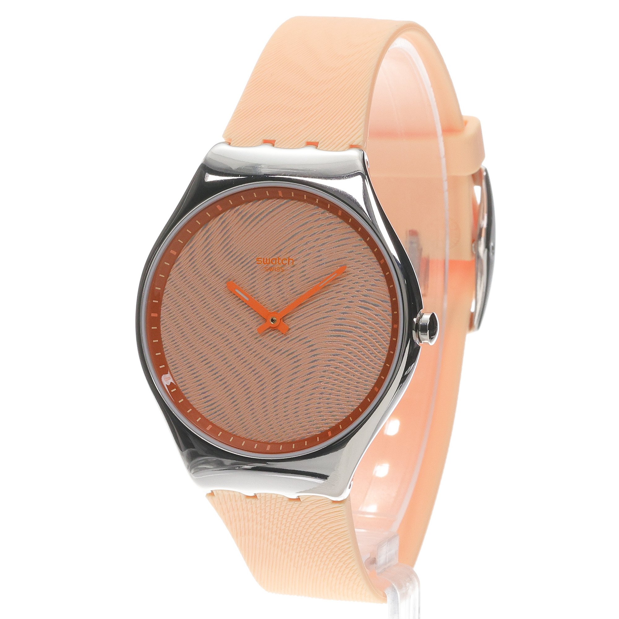 Swatch SYXS166 IRIDESCENTLY PEACH Skin klasyczny zegarek srebrny