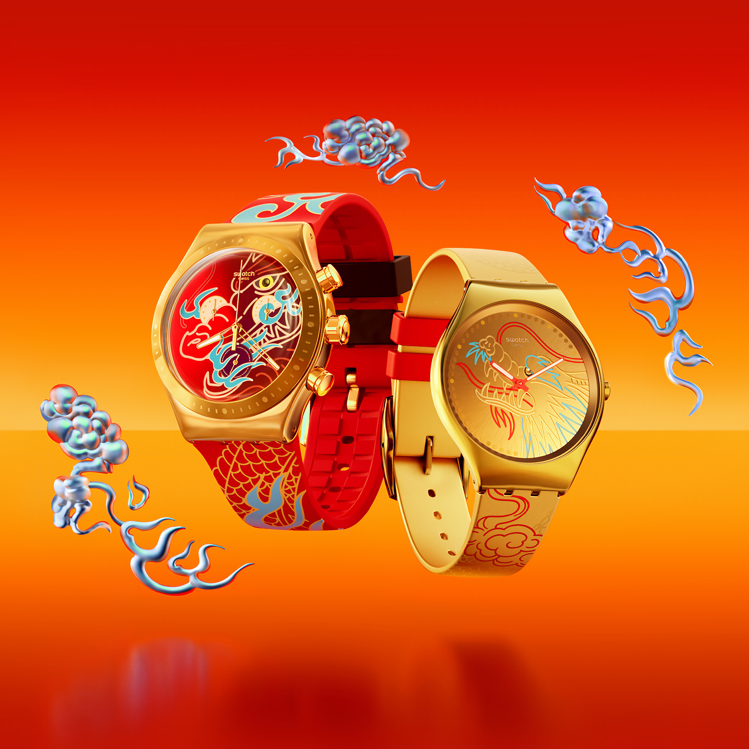 Swatch SYXZ104 DRAGON IN GOLD Skin klasyczny zegarek złoty - miniatura 9