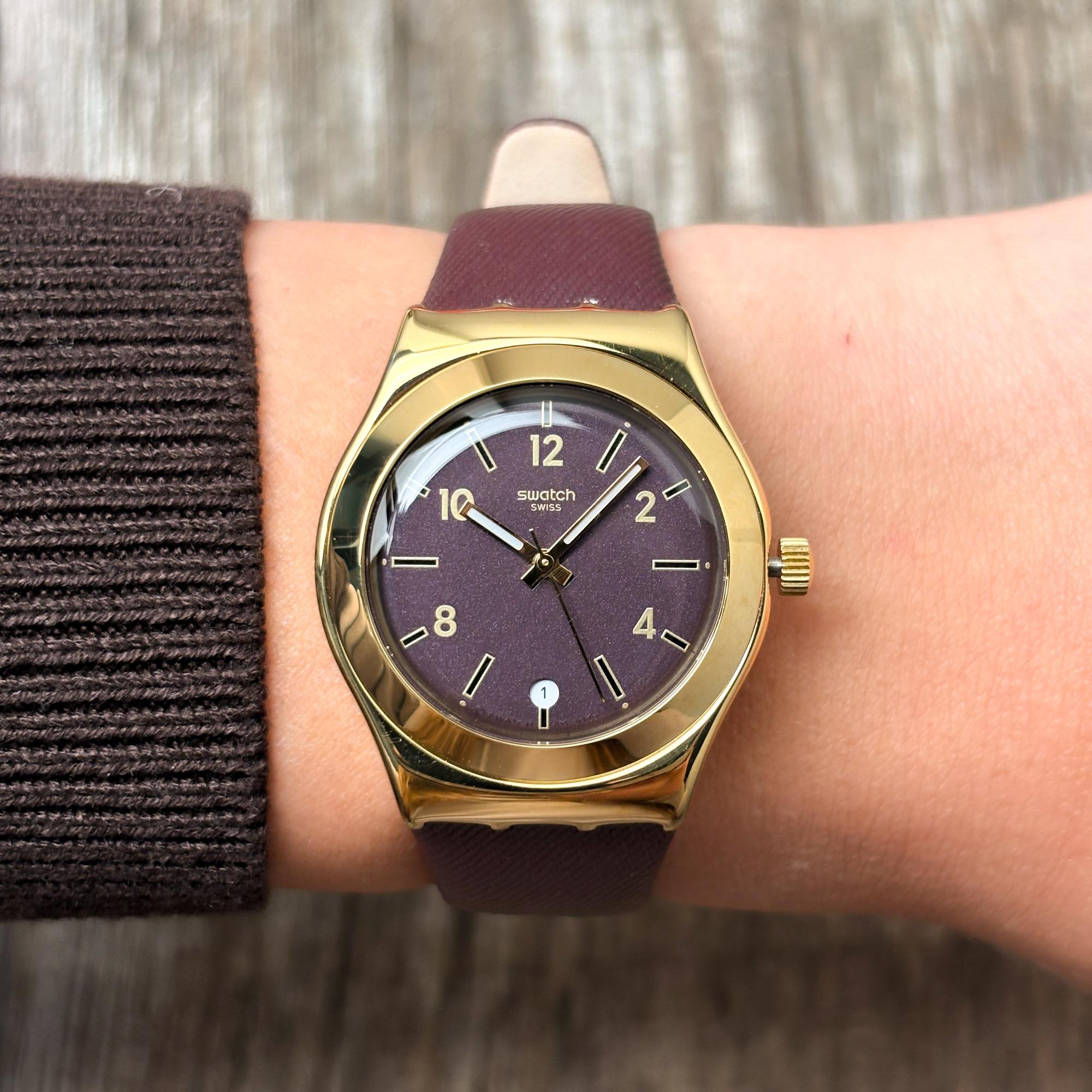 Swatch YLG413 zegarek złoty klasyczny Irony pasek - miniatura 9