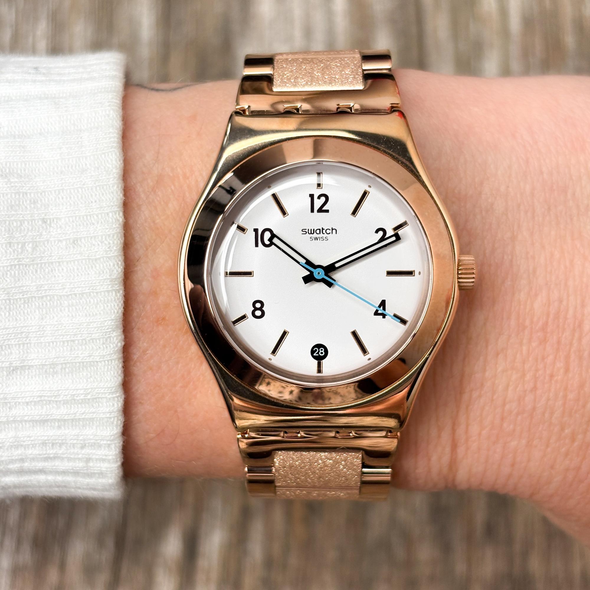 Swatch YLG414G zegarek różowe złoto klasyczny Irony bransoleta - miniatura 9