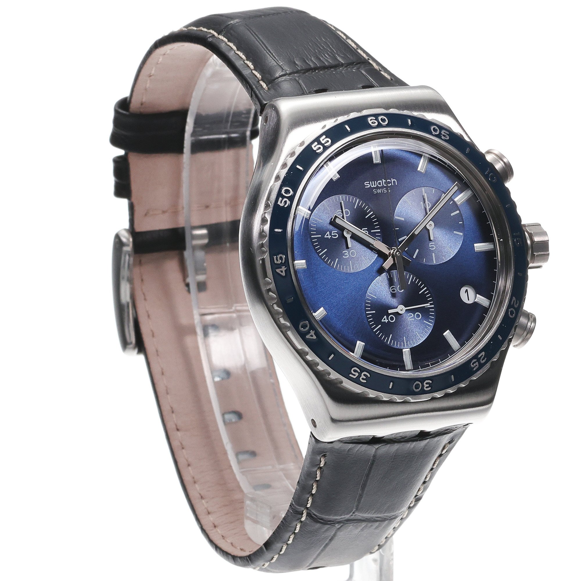 Swatch YVS496 zegarek srebrny sportowy Irony pasek - miniatura 3