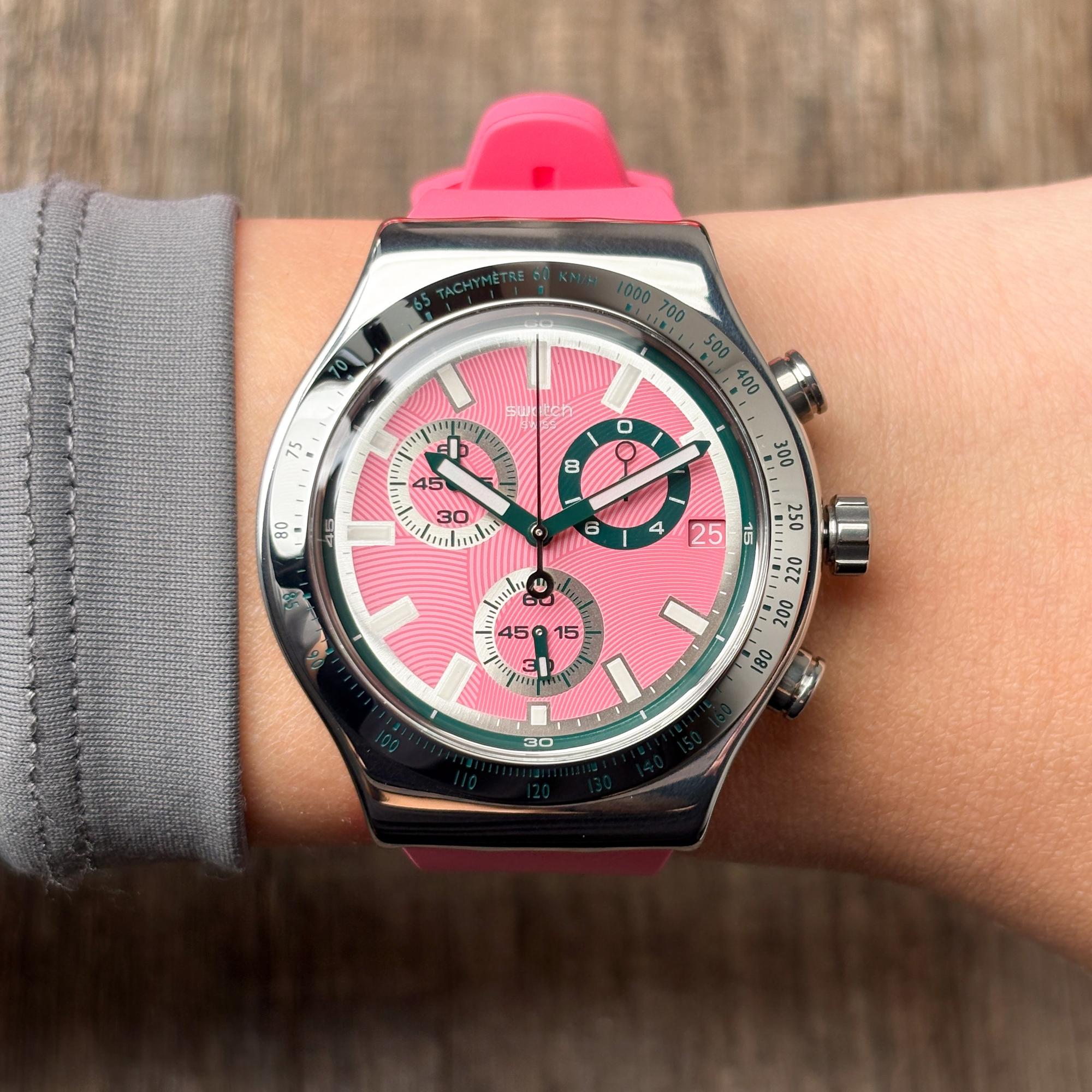 Swatch YVS538 BERRY REFLECTIVE Irony sportowy zegarek srebrny - miniatura 9