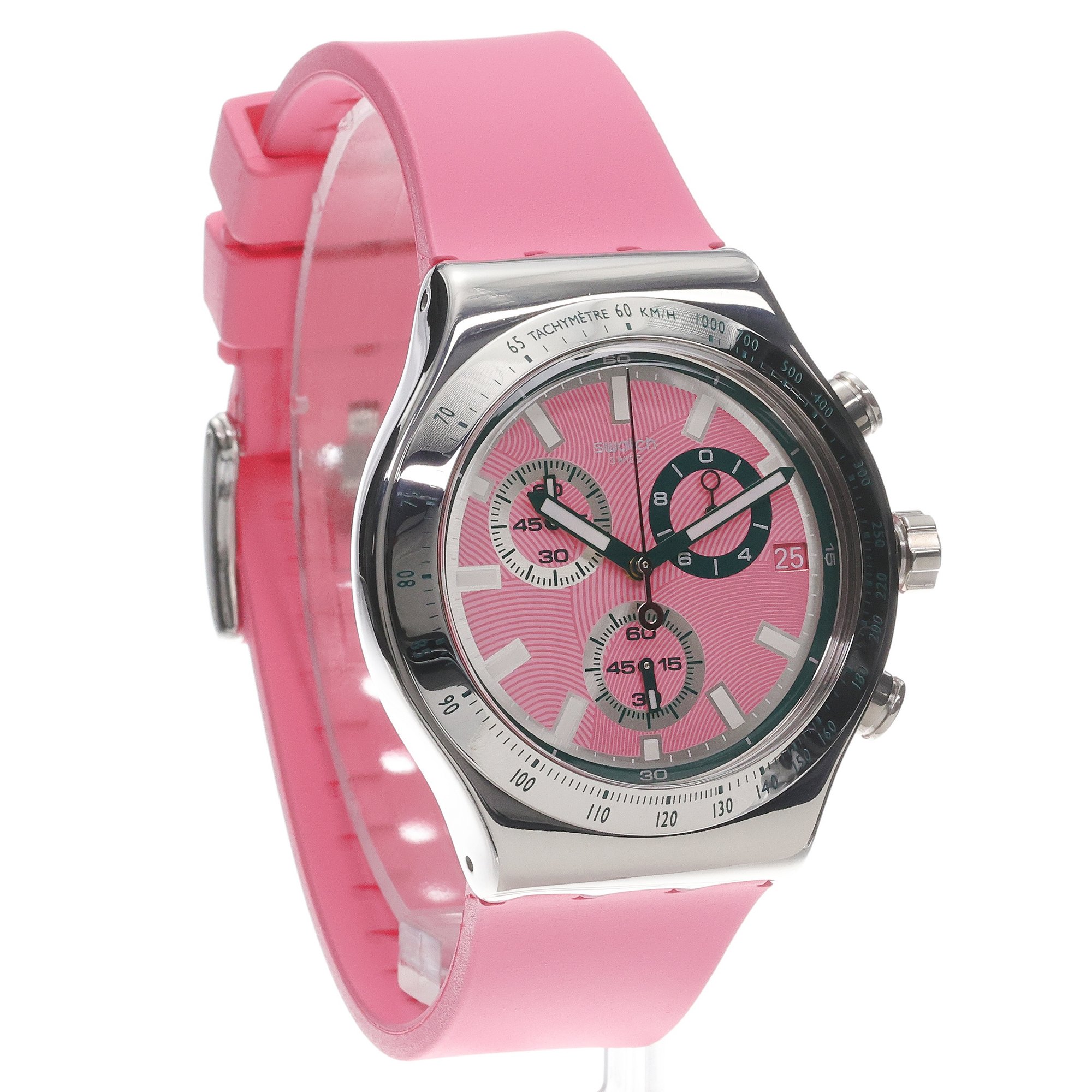 Swatch YVS538 zegarek srebrny sportowy Irony pasek - miniatura 3