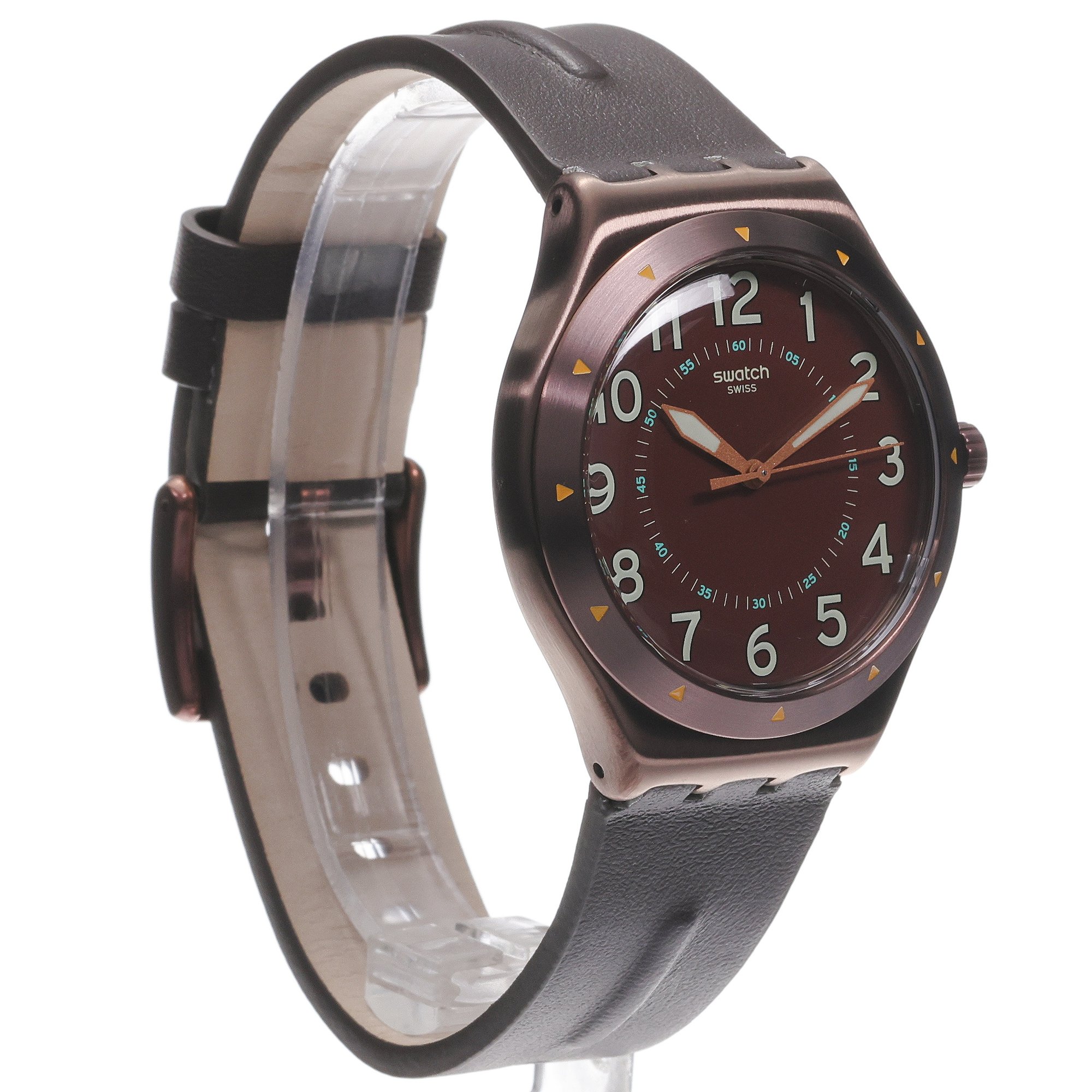 Swatch YWC100 zegarek brązowy klasyczny Irony pasek - miniatura 3