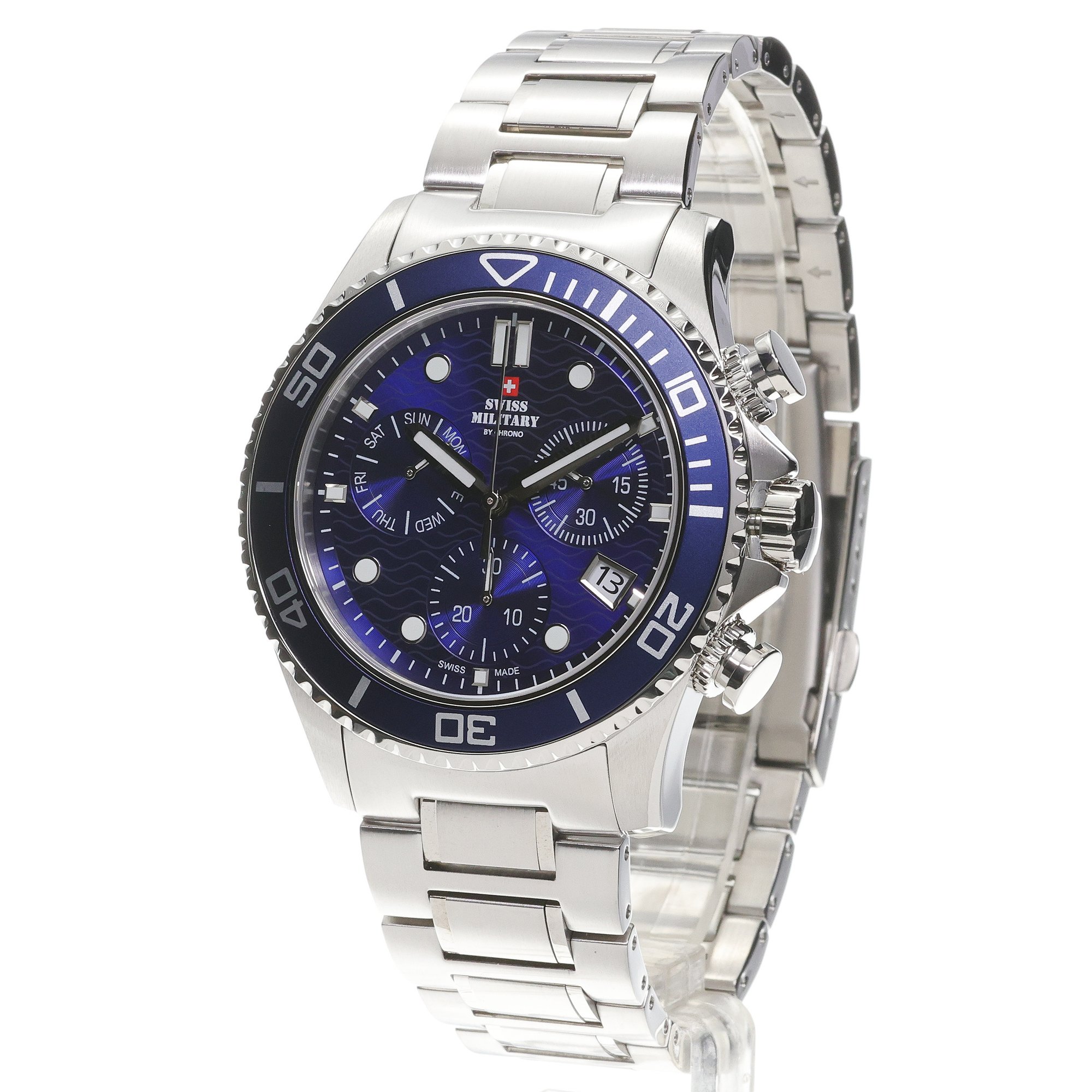 Swiss Military by Chrono SM3410102 zegarek srebrny sportowy Męskie bransoleta