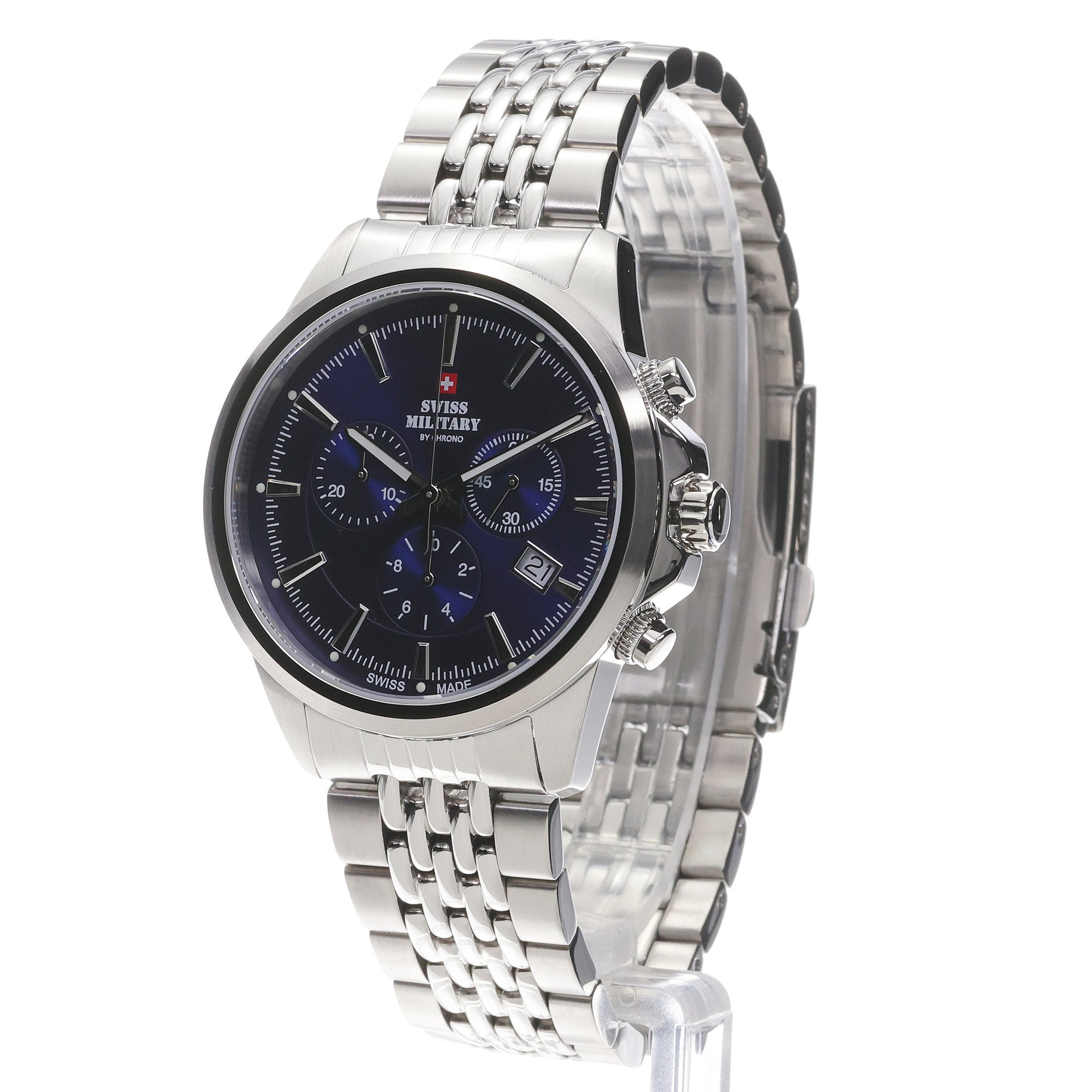 Swiss Military by Chrono SM3410703 zegarek srebrny klasyczny Męskie bransoleta