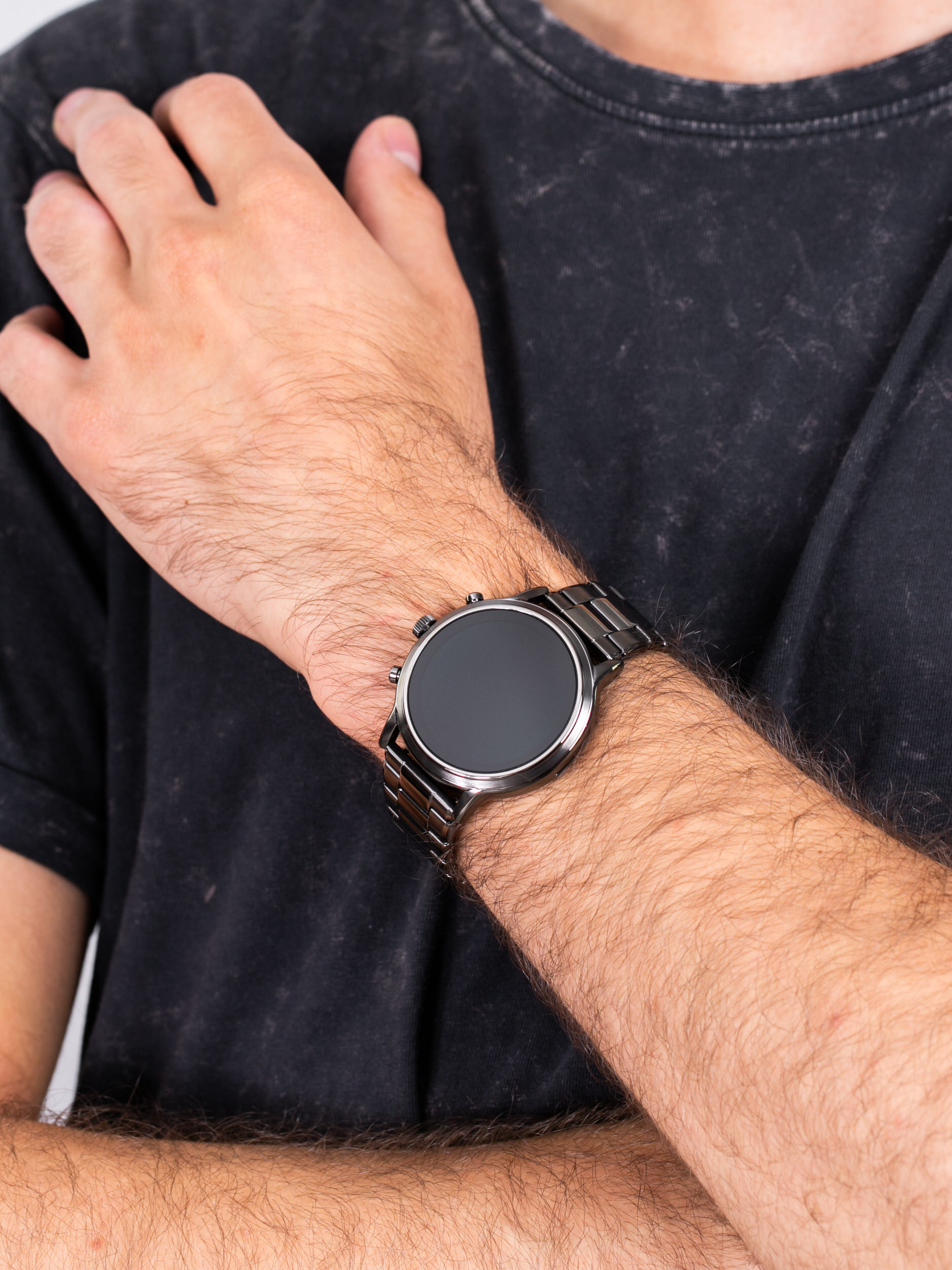 zegarek Fossil Smartwatch FTW4024 GEN 5 SMARTWATCH - THE CARLYLE HR SMOKE STAINLESS STEEL męski z gps Fossil Q