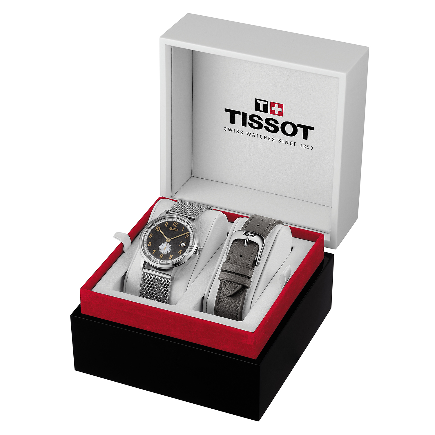 T1424281108200 zegarek srebrny klasyczny HERITAGE AUTOMATIC 160TH ANNIVERSARY pasek - miniatura 5